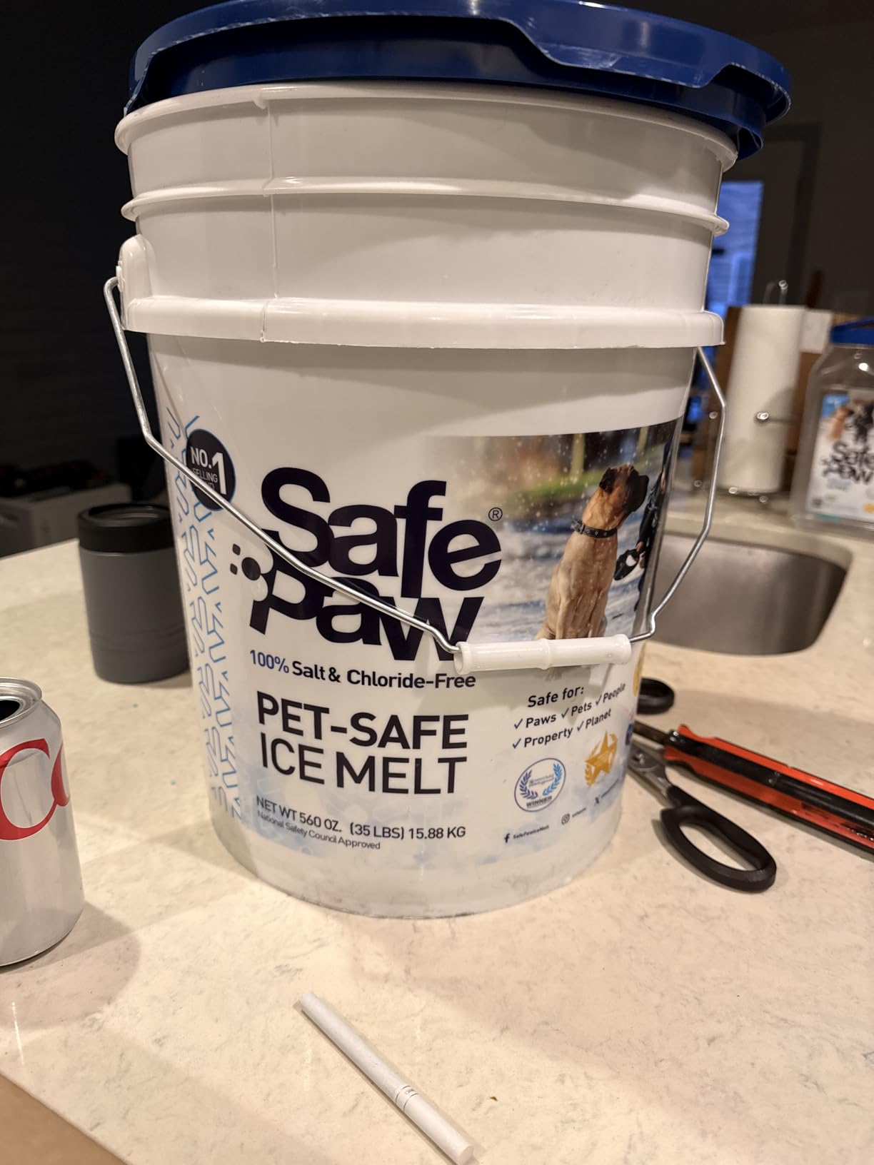 Safe Paw Pet-Safe Ice Melt, Salt & Chloride-Free Deicer, 35 Lbs - Non-Corrosive, Dog-Friendly Snow Melter for Concrete, Wood Decks, Driveways & Sidewalks, 100 Sq. Ft. Coverage Per Pound - Customer Photo 1