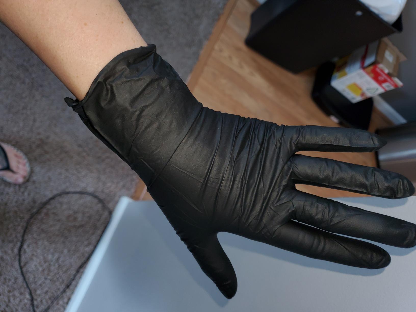 Ansell MICROFLEX MidKnight MK-296 Disposable Nitrile Gloves for Automotive, Law Enforcement w/ Full Texture - Large, Black (Box of 100) - Customer Photo 1