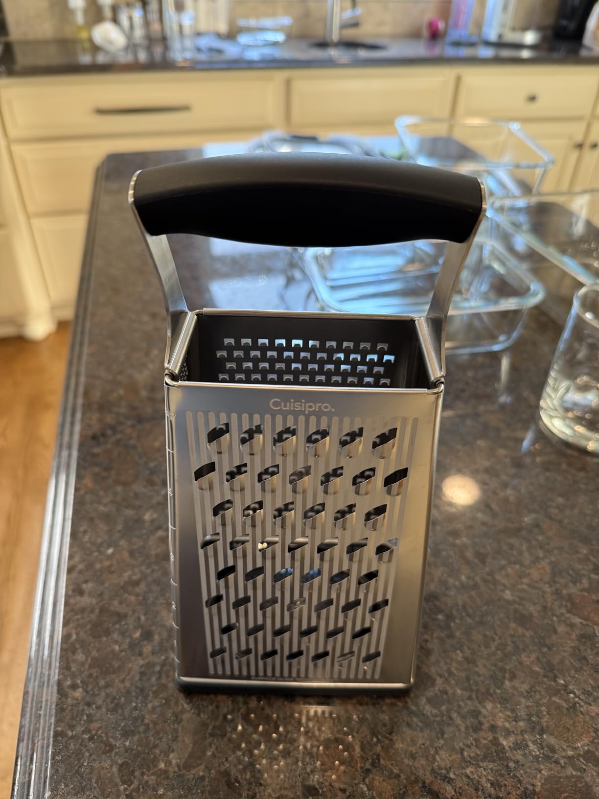 Cuisipro Stainless Steel Cheese Grater with Handle, 4 Sided Box Grater for Kitchen, Ginger Grater Dishwasher Safe, Fruit and Vegetables Slicer, Cheese Shredder for Potato, Chocolate, Parmesan, Ginger - Customer Photo 2