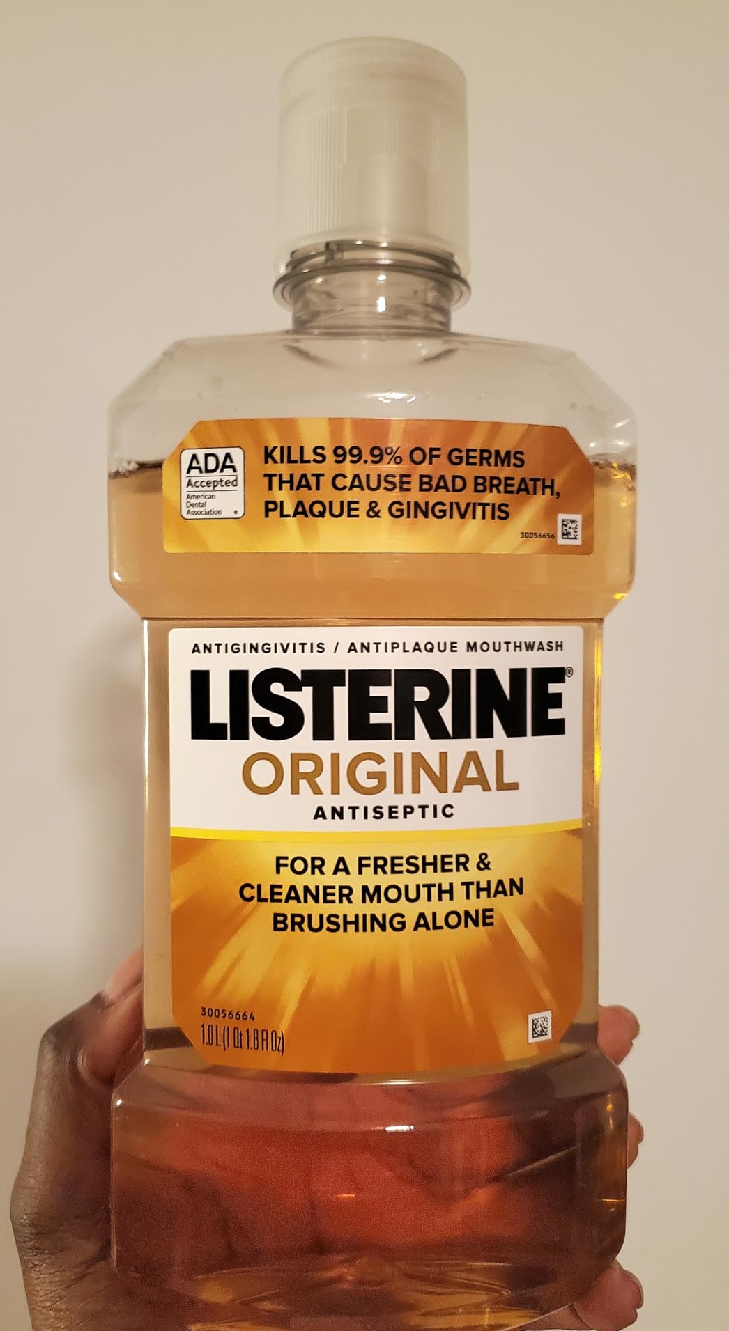 Listerine Original Intense Antiseptic Oral Care Mouthwash to Kill 99.9% of Germs That Cause Bad Breath, Plaque and Gingivitis, ADA-Accepted Mouthwash, Intense Original Flavored Oral Rinse, 1 L Customer Review Listerine Original Intense Antiseptic Oral Care Mouthwash to Kill 99.9% of Germs That Cause Bad Breath, Plaque and Gingivitis, ADA-Accepted Mouthwash, Intense Original Flavored Oral Rinse, 1 L - Customer Photo 1