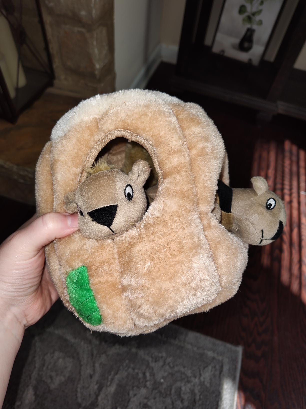 Outward Hound Hide-A-Squirrel Dog Toy – Interactive 2‑in‑1 Plush Puzzle with 6 Squeaky Removable Squirrels, X-Large - Customer Photo 5