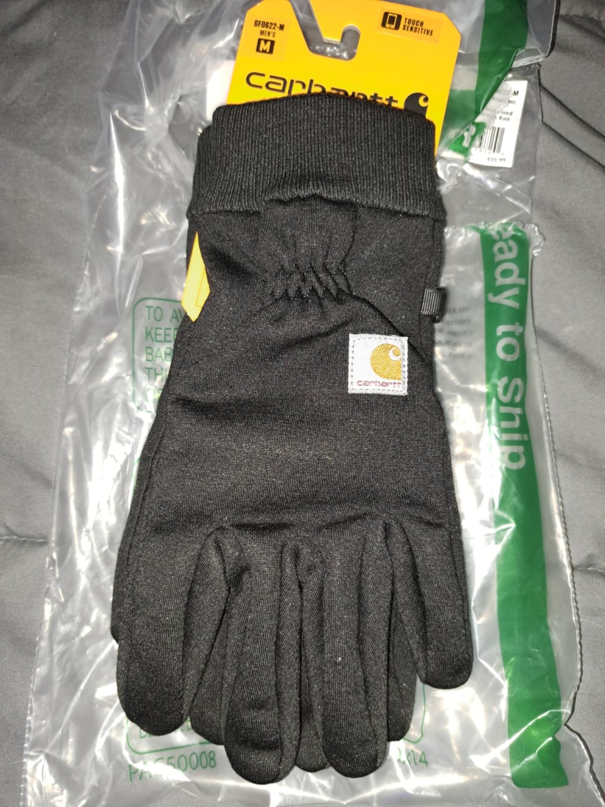 Carhartt Men's Wind Fighter Thermal-Lined Fleece Touch-Sensitive Knit Cuff Glove - Customer Photo 1