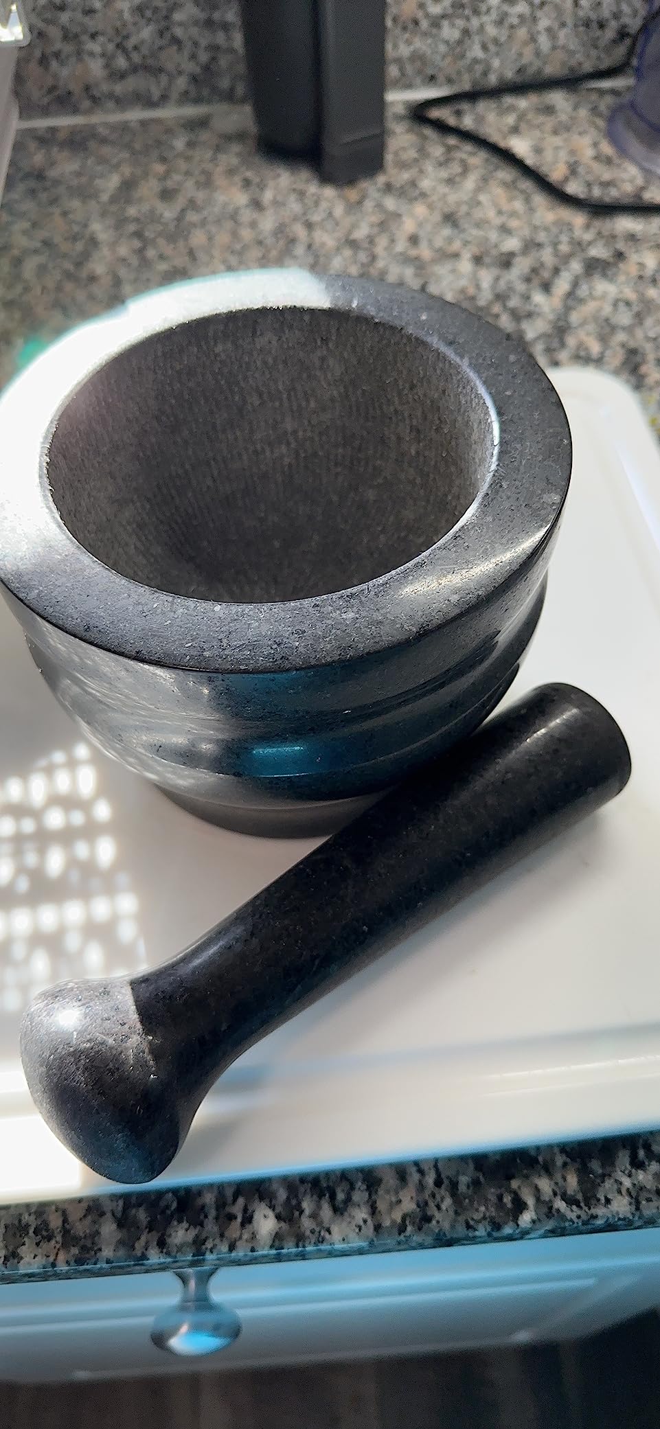 Cole & Mason 5.5-inch Granite Mortar & Pestle - Unpolished Stone Mortar & Pestle for Kitchen - Small Grinding Bowl for Herbs and Spices - Black, 8 pounds Customer Review Cole & Mason 5.5-inch Granite Mortar & Pestle - Unpolished Stone Mortar & Pestle for Kitchen - Small Grinding Bowl for Herbs and Spices - Black, 8 pounds - Customer Photo 2