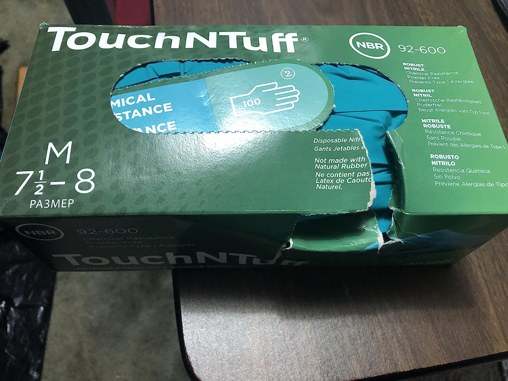 TouchNTuff 92-600 Nitrile Gloves - Disposable, Chemical Splash Resistant, Size Large. - Customer Photo 1