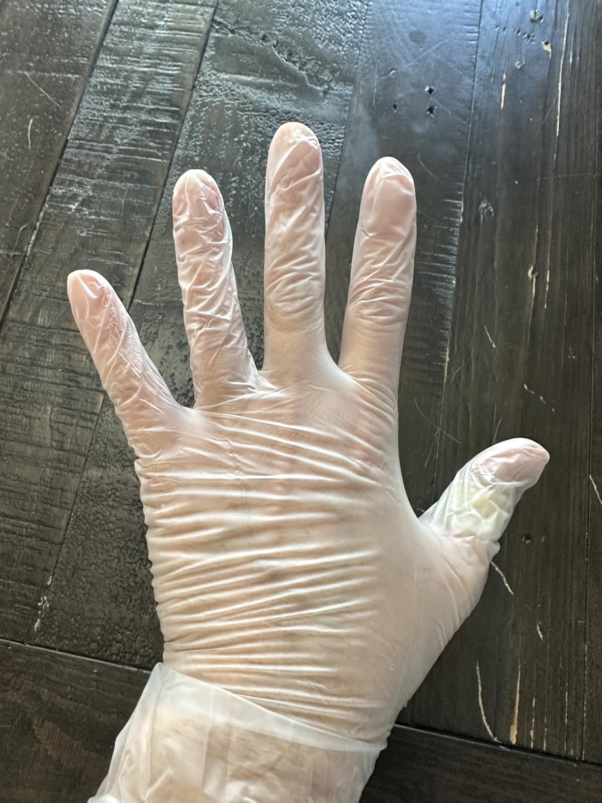 MED PRIDE Medical Vinyl Examination Gloves (Large, 100-Count) Latex & Rubber Free, Ultra-Strong, Clear Disposable Powder-Free Gloves for Healthcare & Food Handling Use - Customer Photo 1