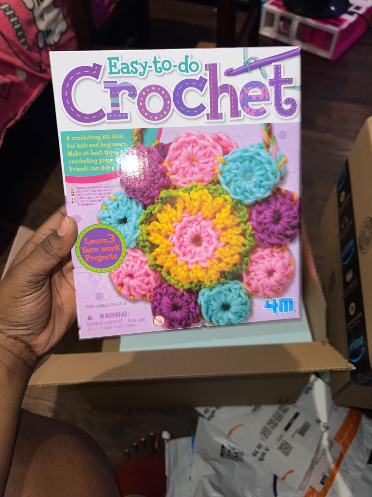 4M: Easy-to-Do Crochet - DIY Knitting Craft Kit, Learn 3 Yarn Work Projects, Create Coasters-Mini Bag-Placemat, All-in-1 Set, Beginners & Kids Ages 8+ Customer Review 4M: Easy-to-Do Crochet - DIY Knitting Craft Kit, Learn 3 Yarn Work Projects, Create Coasters-Mini Bag-Placemat, All-in-1 Set, Beginners & Kids Ages 8+ - Customer Photo 1