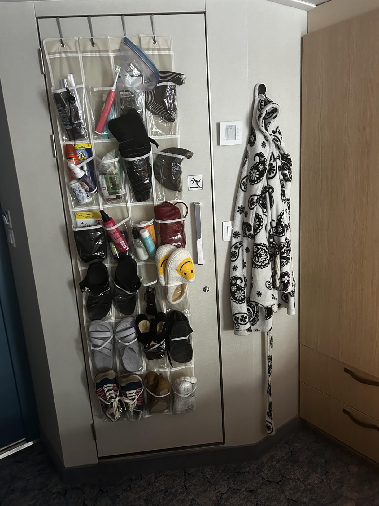Simple Houseware 24 Pockets - Crystal Clear Over The Door Hanging Shoe Organizer, Gray (64'' x 19'') - Customer Photo 1