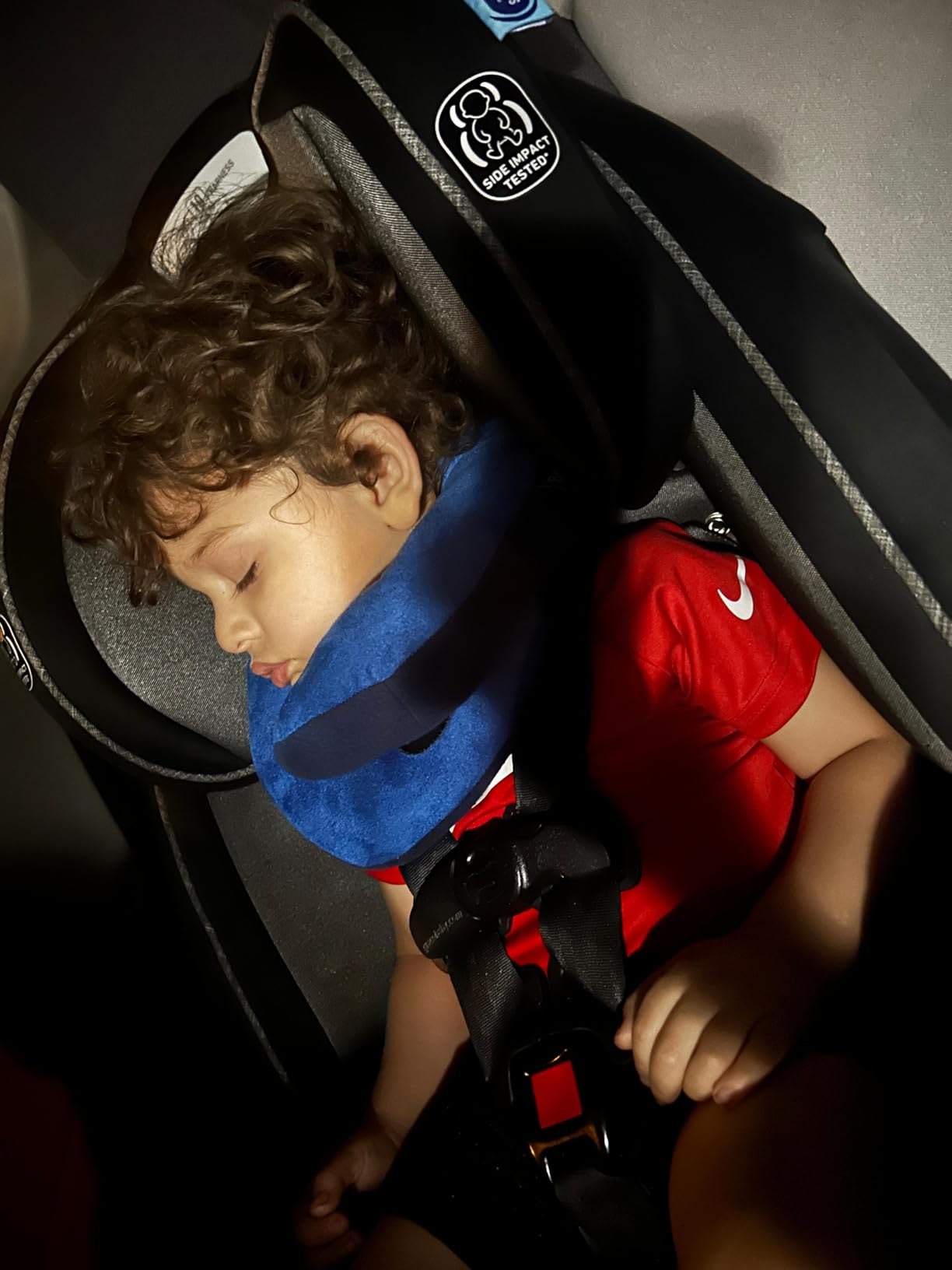 BCOZZY Travel Neck Pillow for Airplane – Patented Double Support for Head, Neck, and Chin. Best for Long Flights, Plane Sleeping, and Car Rides. Adjustable Size. Fully Washable. Carry Bag. Large, Navy Customer Review BCOZZY Travel Neck Pillow for Airplane – Patented Double Support for Head, Neck, and Chin. Best for Long Flights, Plane Sleeping, and Car Rides. Adjustable Size. Fully Washable. Carry Bag. Large, Navy - Customer Photo 2
