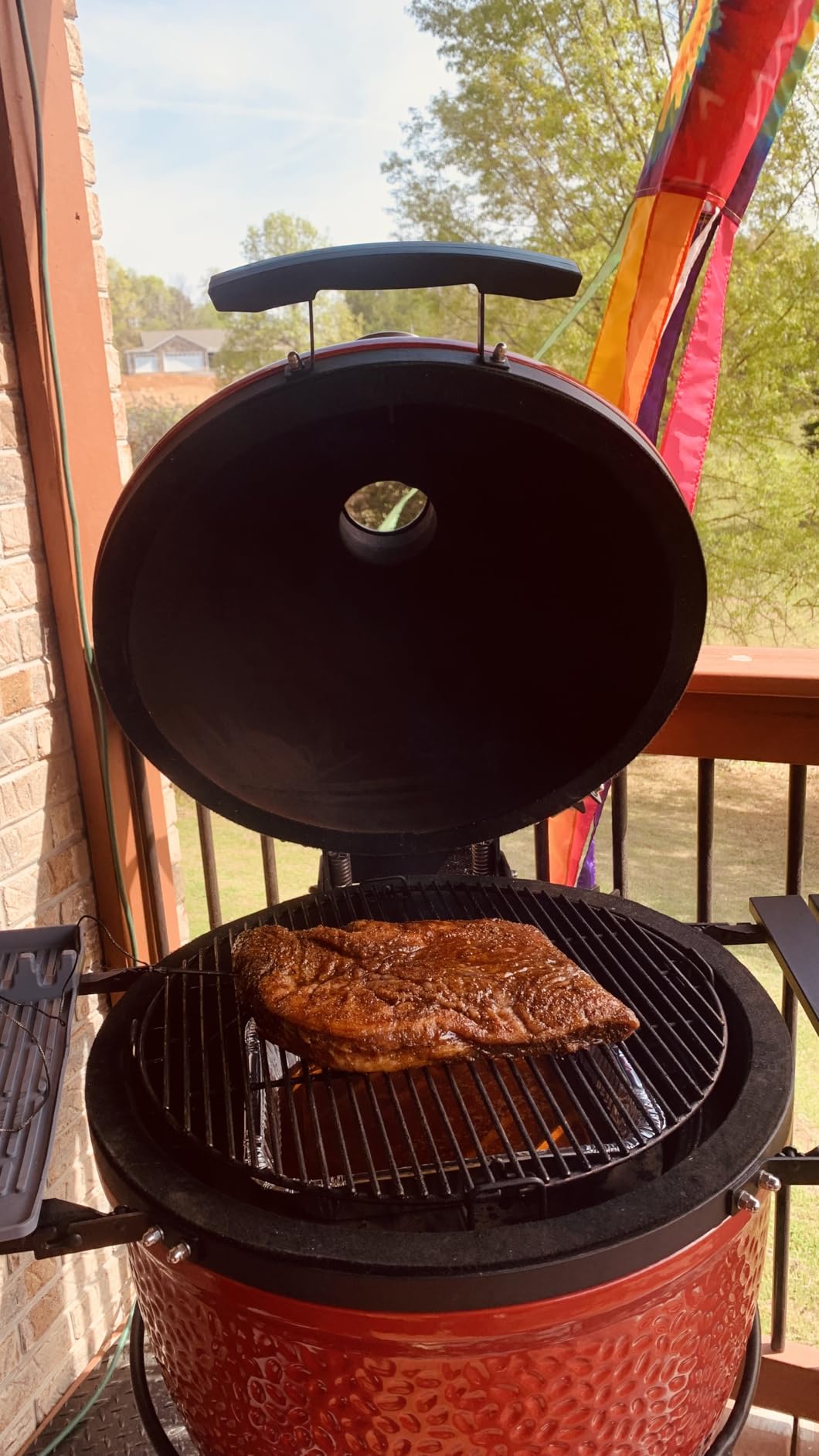 Kamado Joe Classic Joe Series II 18-inch Ceramic Charcoal Grill and Smoker with Cart, Side Shelves, Stainless Steel Grates and 250 Cooking Square Inches in Red, Model KJ-23RHC customer photo 1