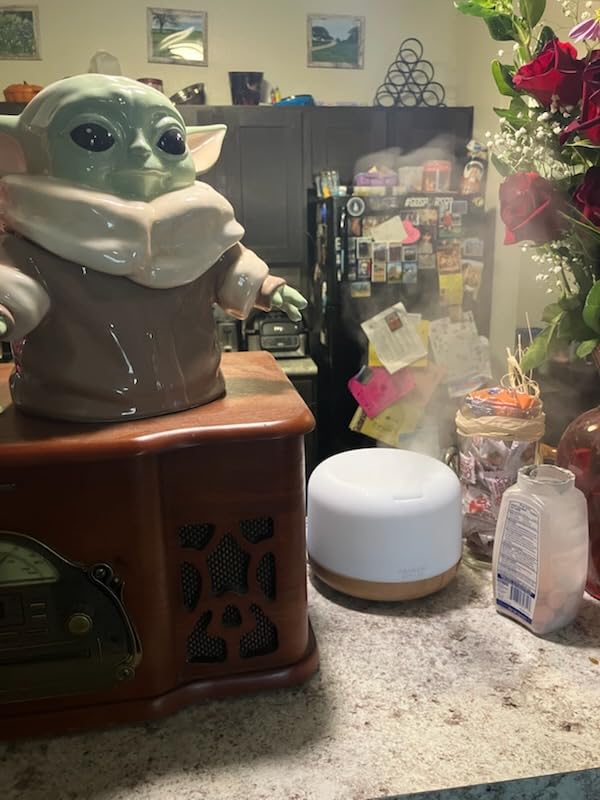 ASAKUKI Essential Oil Diffuser for Home, 500ML Aromatherapy Diffuser Humidifier with Remote Control, 7 Color LED Lights, Quiet Cool Mist Diffuser for Bedroom, Living Room, Office (Yellow) customer photo 1