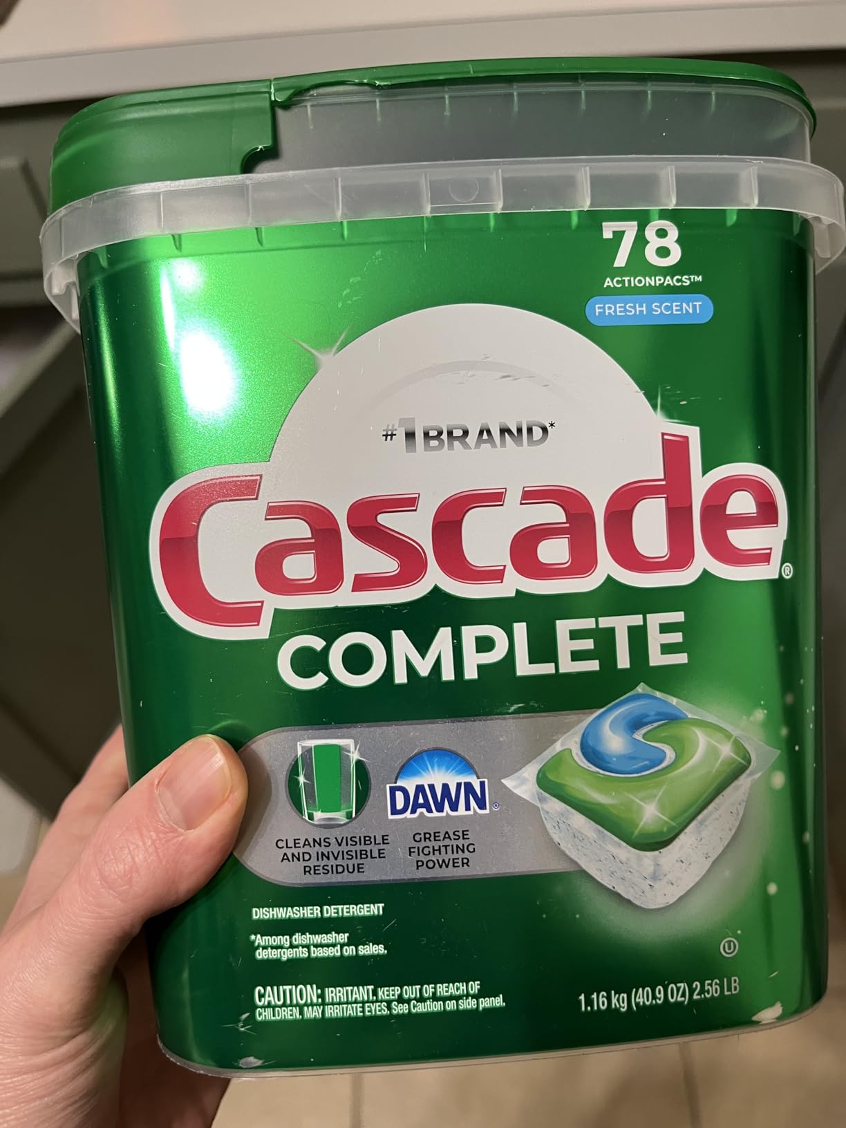 Cascade Complete Dishwasher Pods - Fresh Scent ActionPacs, Dishwasher Detergent, Dishwasher Soap, Detergent Pods, 78 Count - Customer Photo 1