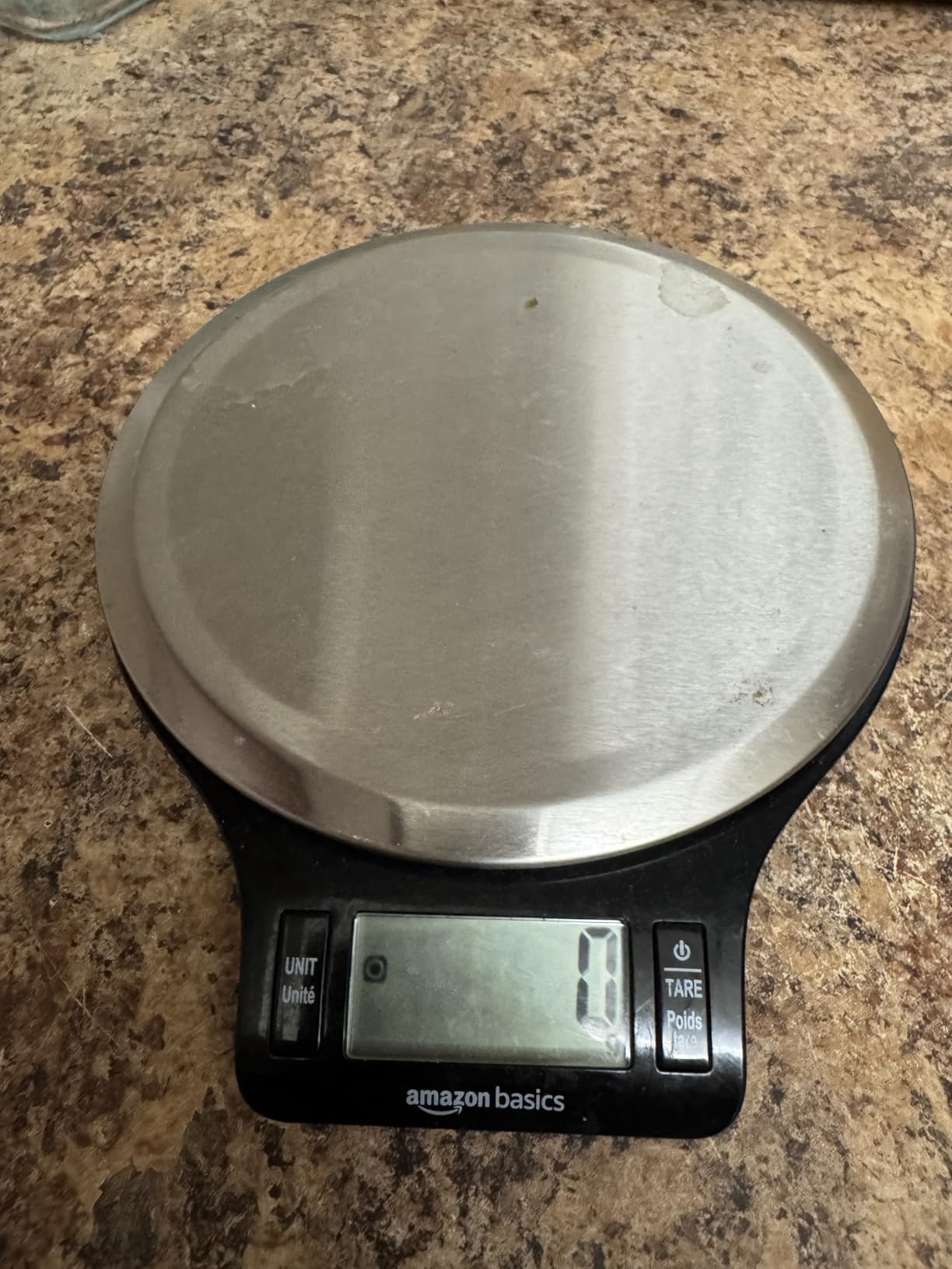 Amazon Basics Digital Kitchen Scale with LCD Display, Batteries Included, Weighs up to 11 pounds, Black and Stainless Steel - Customer Photo 1