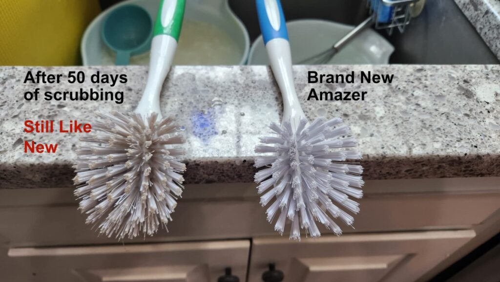 Amazer Dish Brush with Handle, 2 Pack Kitchen Scrub Brushes for Cleaning, Dish Scrubber with Stiff Bristles for Sink, Pots, Pans Customer Review Best Cleaning Brushes
