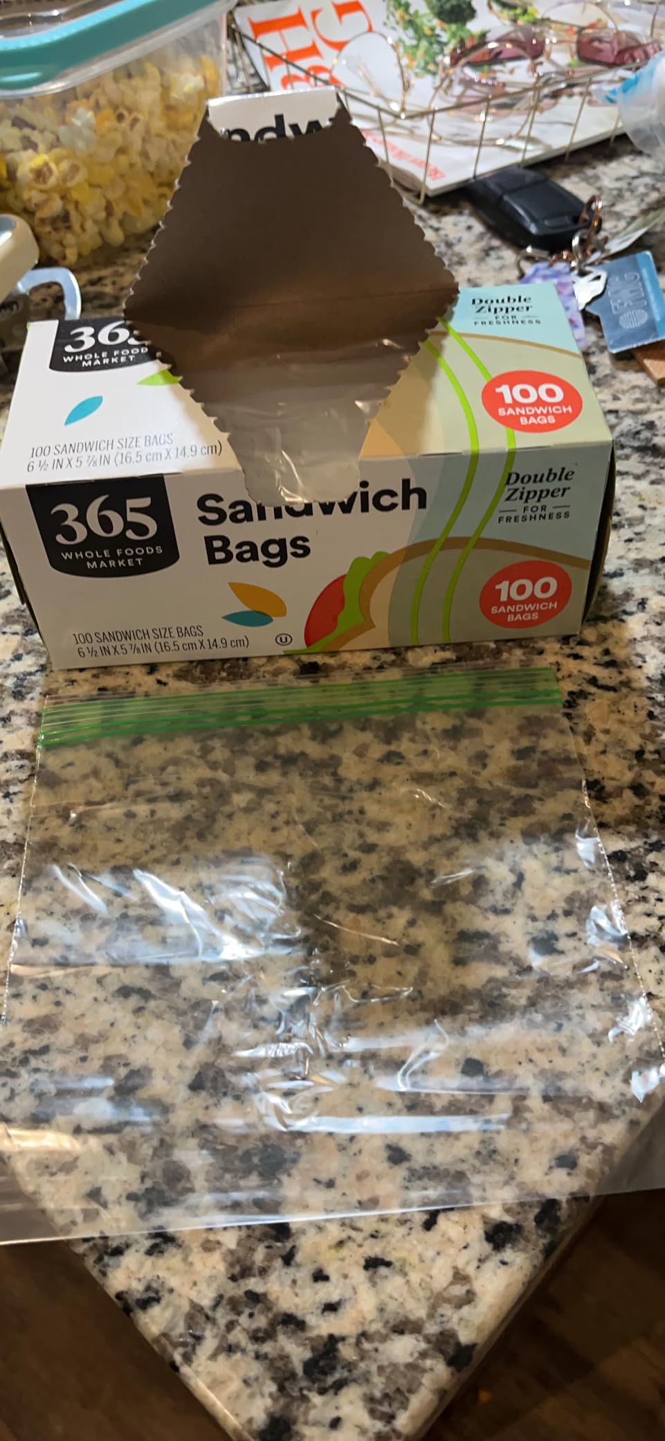 365 by Whole Foods Market, Sandwich Size Storage Bags, Double Zipper, 100 Count - Customer Photo 1
