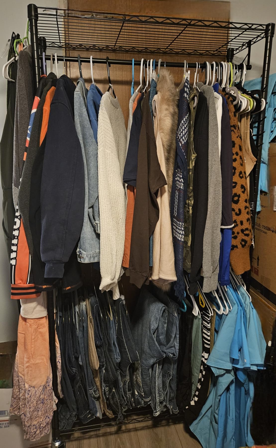 Amazon Basics Adjustable, Double Hanging Rod Garment Rolling Closet Organizer Rack with Wheels, Heavy Duty, Black, 36'' x 14'' x 72'' Customer Review Amazon Basics Adjustable, Double Hanging Rod Garment Rolling Closet Organizer Rack with Wheels, Heavy Duty, Black, 36'' x 14'' x 72'' - Customer Photo 2