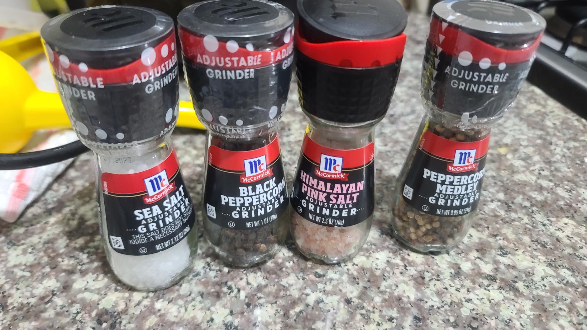 McCormick Salt & Pepper Grinder Variety Pack, Himalayan Pink Salt, Sea Salt, Black Peppercorn, and Peppercorn Medley, 6.47 oz Customer Review McCormick Salt & Pepper Grinder Variety Pack, Himalayan Pink Salt, Sea Salt, Black Peppercorn, and Peppercorn Medley, 6.47 oz - Customer Photo 2