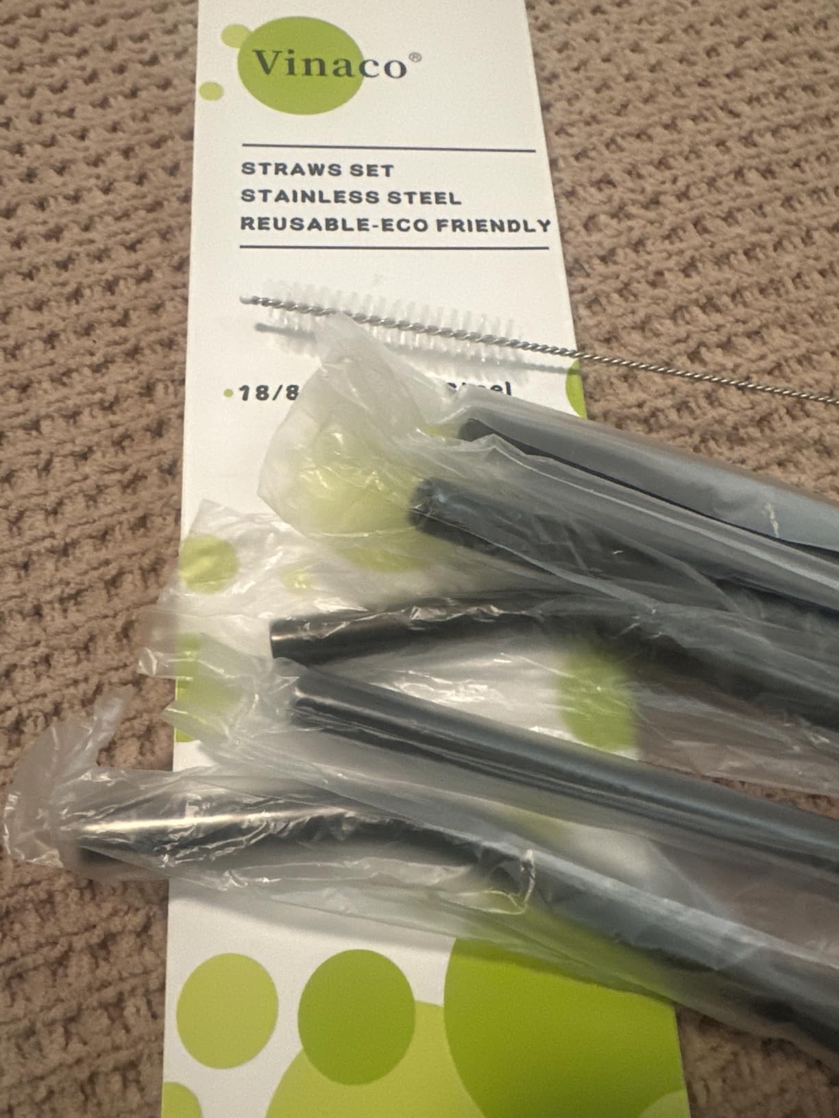 Vinaco Stainless Steel Smoothie Straws, 0.4'' Extra Wide Reusable Metal Drinking Straws for Milkshake, Smoothie, Beverage, Set of 4 with 1 Cleaning Brush - Customer Photo 1