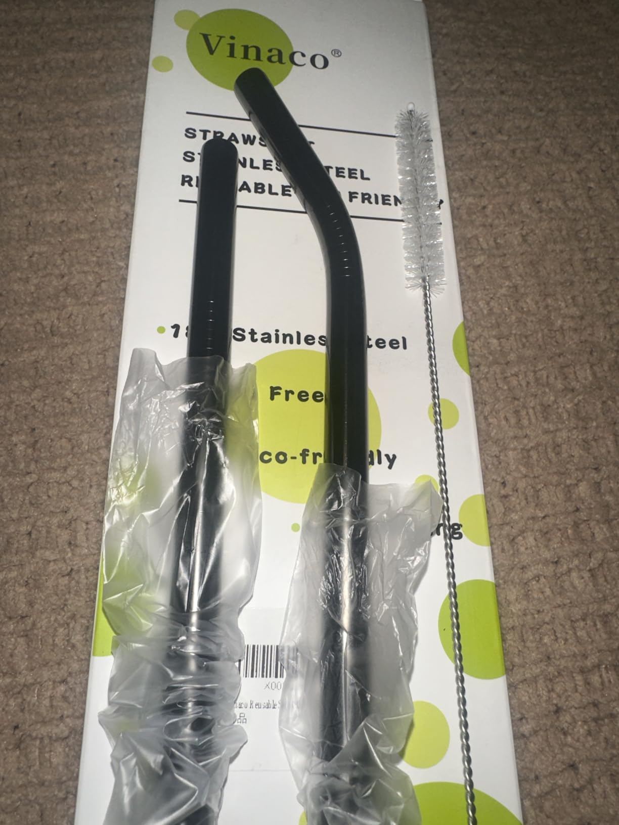 Vinaco Stainless Steel Smoothie Straws, 0.4'' Extra Wide Reusable Metal Drinking Straws for Milkshake, Smoothie, Beverage, Set of 4 with 1 Cleaning Brush - Customer Photo 2