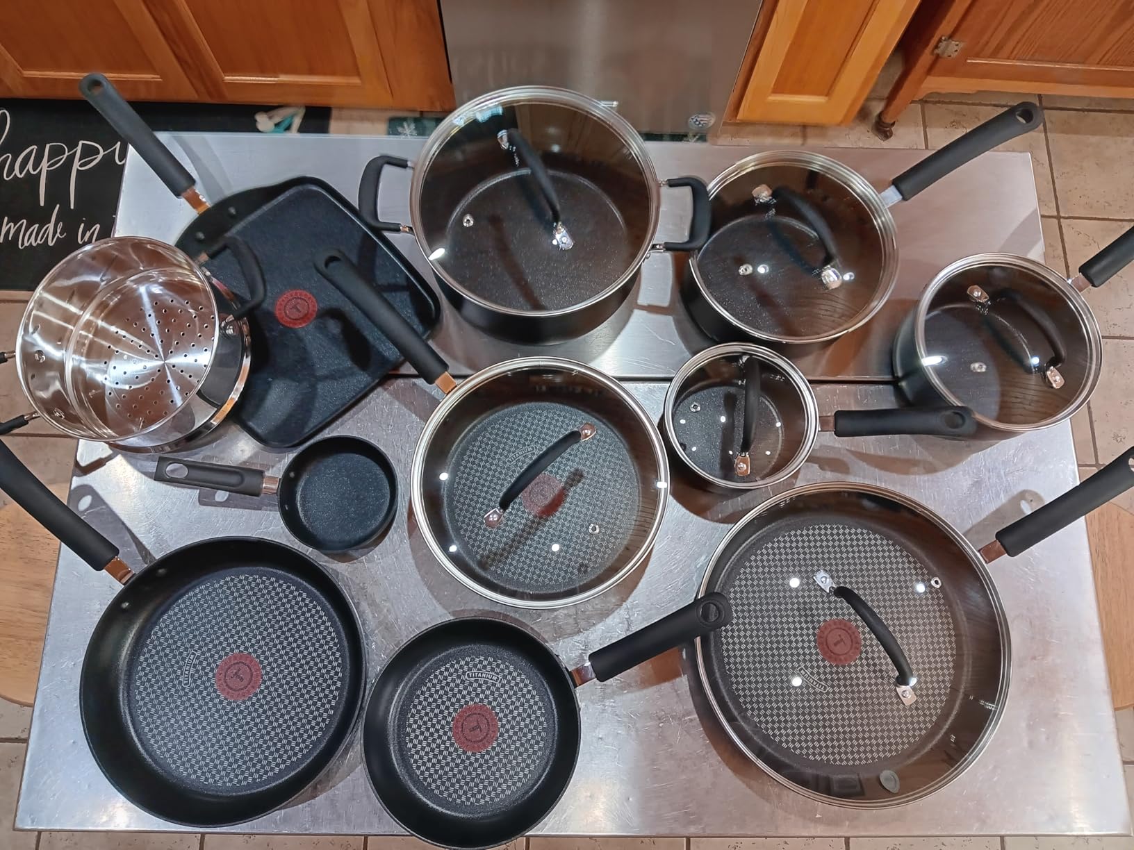 T-fal Ultimate Hard Anodized Nonstick Fry Pan Set 2 Piece, 10, 12 Inch, Oven Broiler Safe 400F, Cookware, Pots and Pans Set Non Stick, Kitchen Frying Pans, Cooking Skillets, Dishwasher Safe, Grey | Titanium nonstick coating, Thermo-Spot heat indicator, Oven safe to 400°F, Dishwasher safe, All stovetops except induction customer photo 2