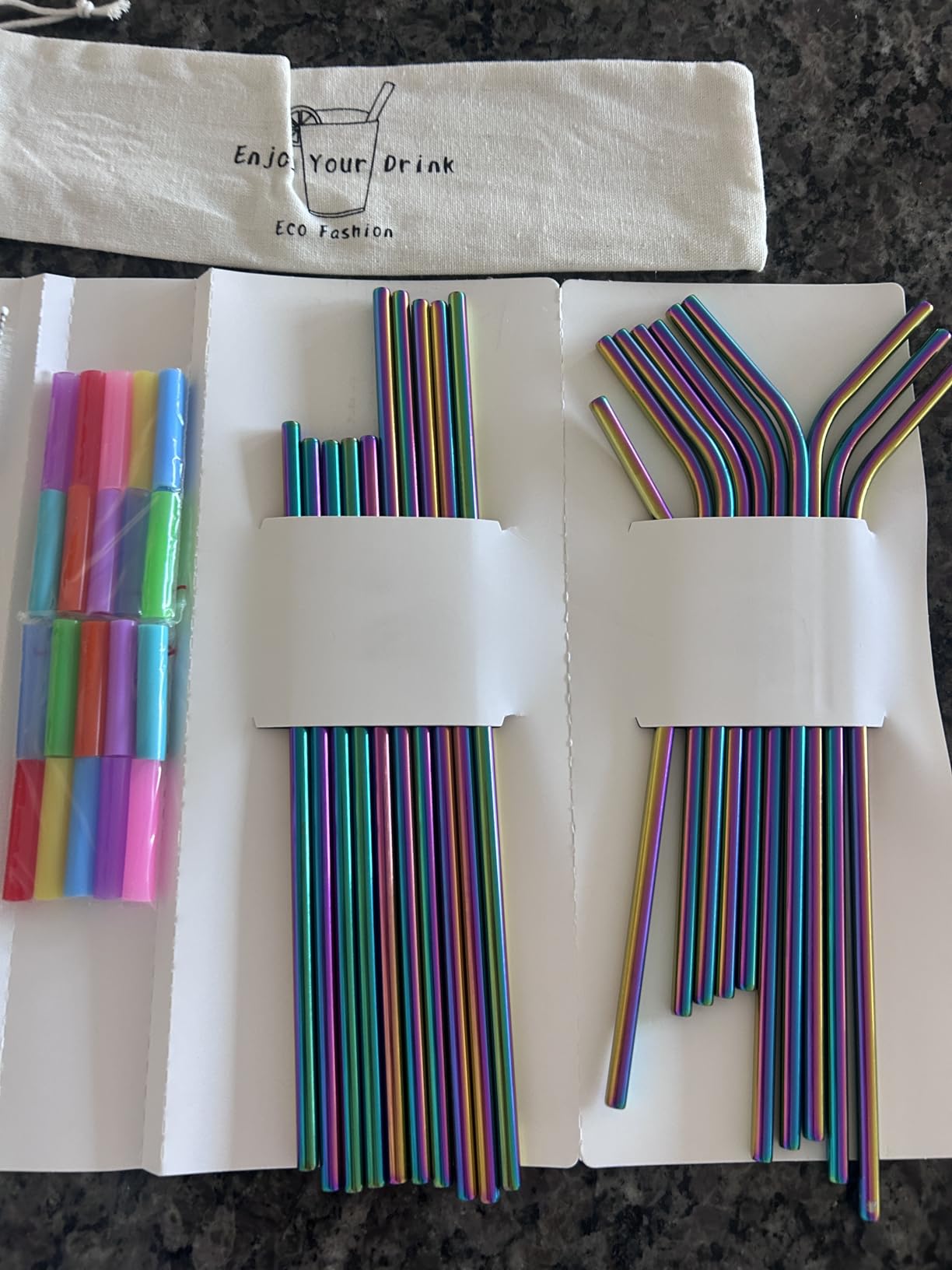 20 Pack Reusable Stainless Steel Metal Straws,10.5