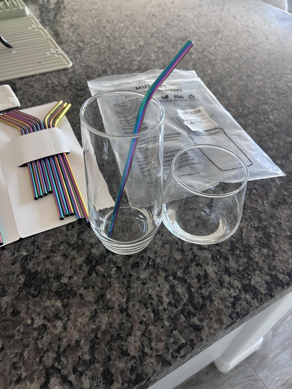 20 Pack Reusable Stainless Steel Metal Straws,10.5