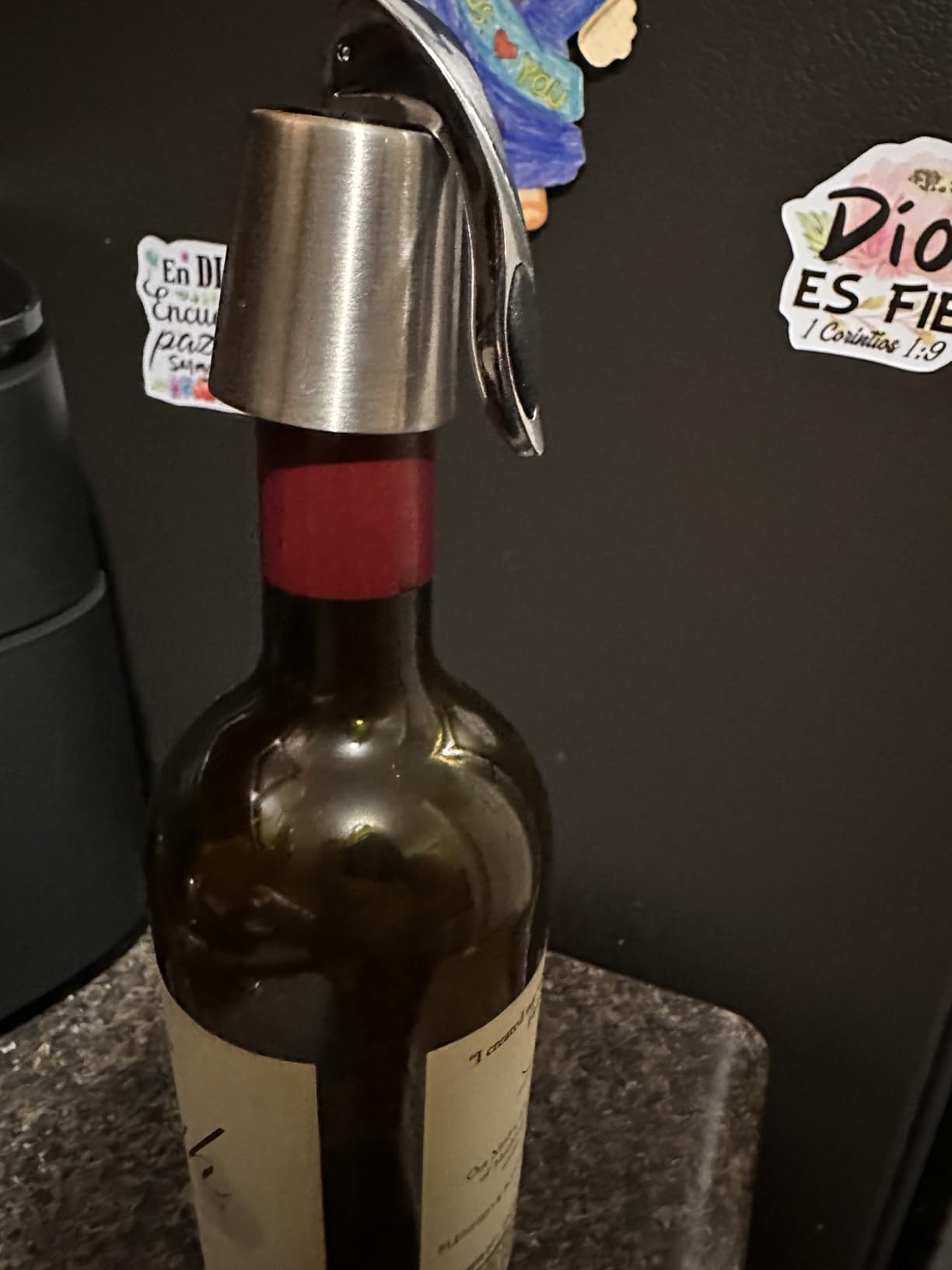 Wine Stoppers Set of 2 - Stainless Steel Wine Bottle Stopper with Silicone Seal, Reusable Beverage Preserver, Freshness Keeper, Premium Bottle Sealers, Ideal Wine Saver Accessory Gift Set Customer Review Wine Stoppers Set of 2 - Stainless Steel Wine Bottle Stopper with Silicone Seal, Reusable Beverage Preserver, Freshness Keeper, Premium Bottle Sealers, Ideal Wine Saver Accessory Gift Set - Customer Photo 1
