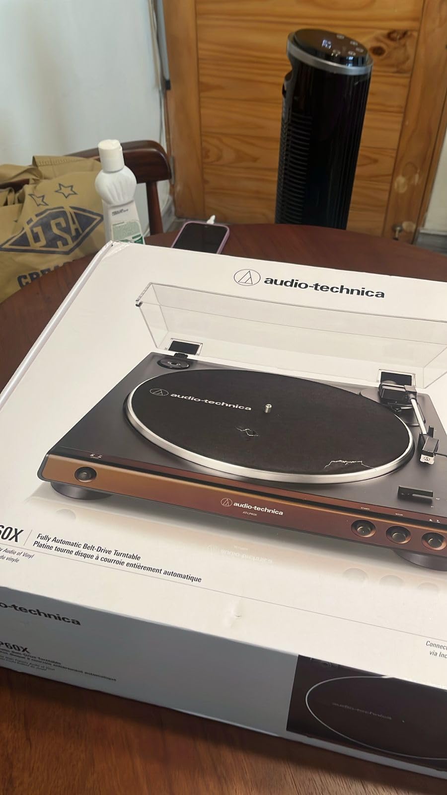 Audio-Technica AT-LP60X-BK Fully Automatic Belt-Drive Stereo Turntable, Black, Hi-Fidelity, Plays 33-1/3 and 45 RPM Vinyl Records, Dust Cover, Anti-Resonance, Die-Cast Aluminum Platter customer photo 2