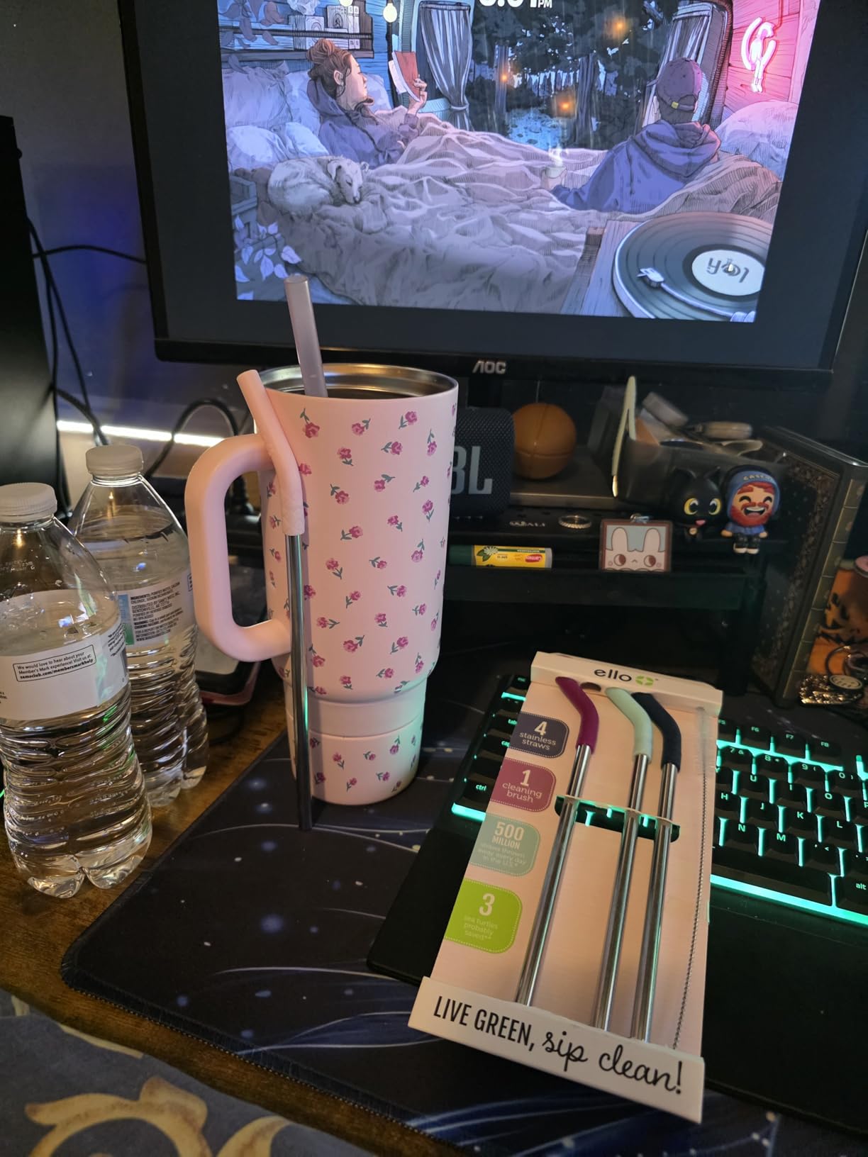 Ello Impact 4 Pack Reusable Metal Straws with Silicone Tips Made from Stainless Steel, Dishwasher Safe, BPA-Free with Cleaning Brush, June Breeze - Customer Photo 1