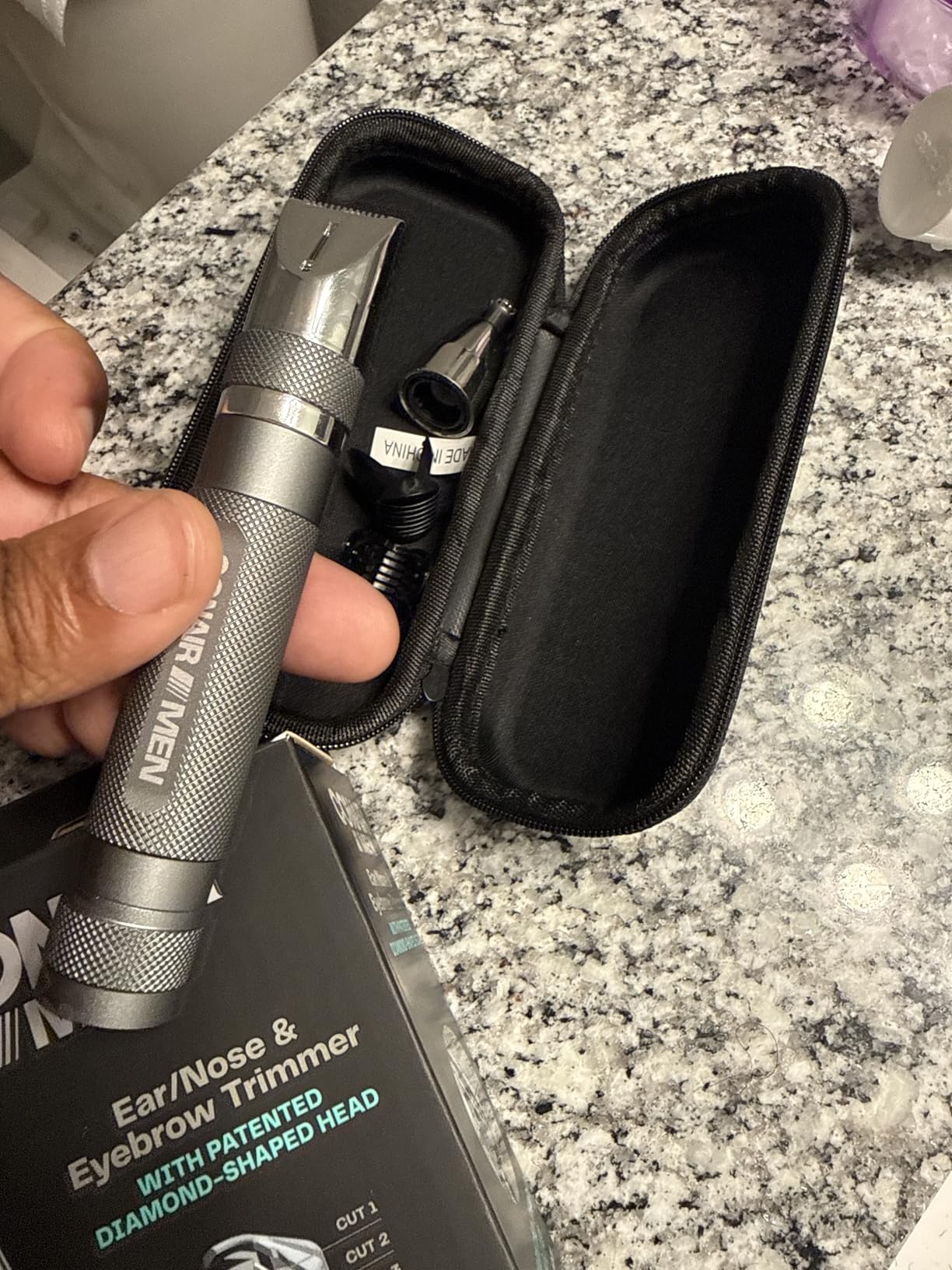 ConairMan Nose Hair Trimmer for Men, For Nose, Ear, and Eyebrows, Patent 360 Bevel Blade for No Pull, No Snag Trimming Experience, Cordless Lithium-Powered Trimmer with Drawstring Bag Customer Review ConairMan Nose Hair Trimmer for Men, For Nose, Ear, and Eyebrows, Patent 360 Bevel Blade for No Pull, No Snag Trimming Experience, Cordless Lithium-Powered Trimmer with Drawstring Bag - Customer Photo 2