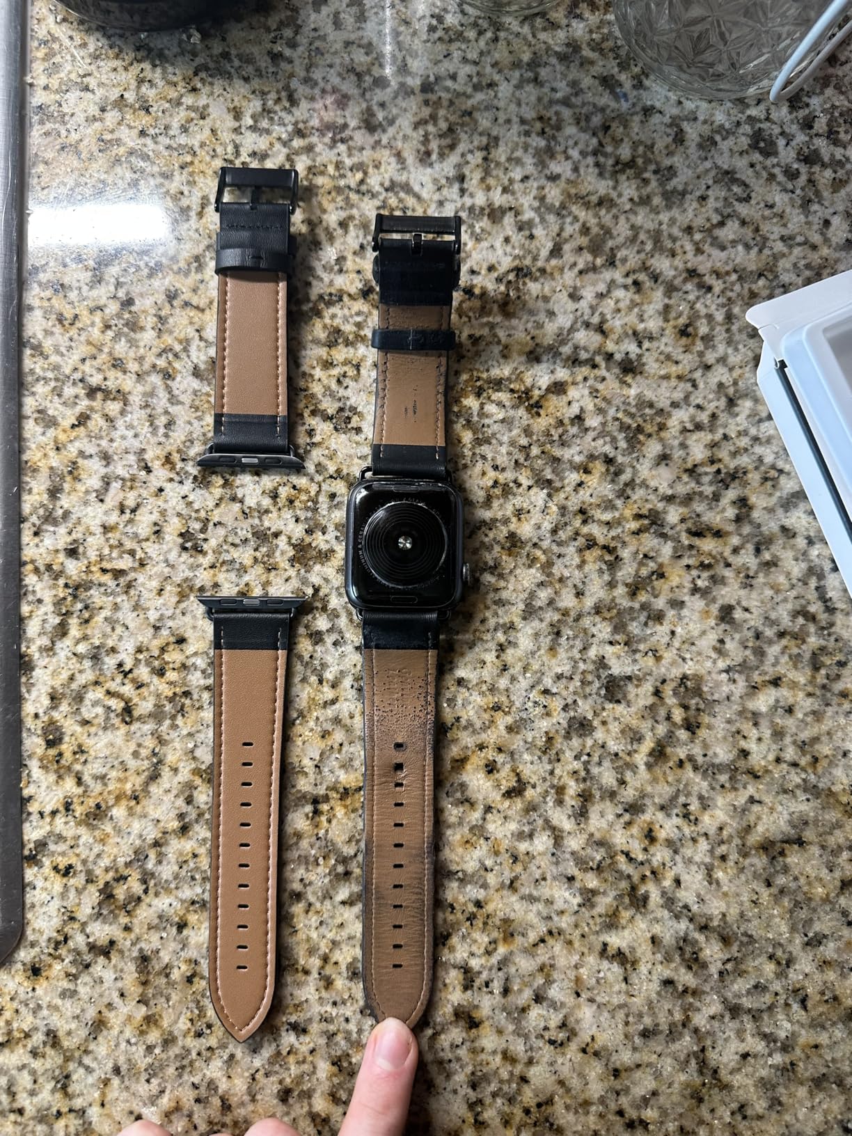 OUHENG Leather Bands Compatible with Apple Watch Band 49mm/46mm/45mm/44mm/42mm, Genuine Leather Strap Compatible with iWatch Ultra 3/2/1 & Series 11/10/9/8/7/6/5/4/3/2/1 & SE3 SE2 SE, Black/Black Customer Review OUHENG Leather Bands Compatible with Apple Watch Band 49mm/46mm/45mm/44mm/42mm, Genuine Leather Strap Compatible with iWatch Ultra 3/2/1 & Series 11/10/9/8/7/6/5/4/3/2/1 & SE3 SE2 SE, Black/Black - Customer Photo 1