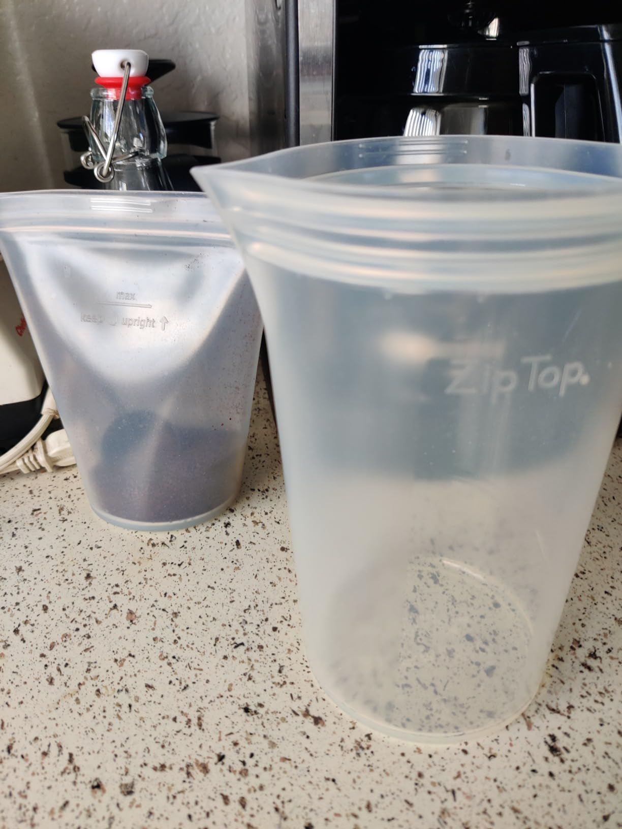 Zip Top Reusable Food Storage Bags | 3 Cup Set [Gray] | Silicone Meal Prep Container | Microwave, Dishwasher and Freezer Safe | Made in the USA - Customer Photo 1