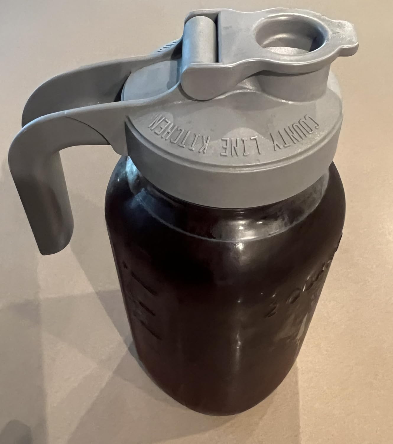 County Line Kitchen Glass Mason Jar Pitcher with Lid - Wide Mouth, 2 Quart (64 oz) - Heavy Duty, Leak Proof - Sun & Iced Tea Pitcher, Cold Brew Coffee, Breast Milk Storage, Water - Gray - Customer Photo 1