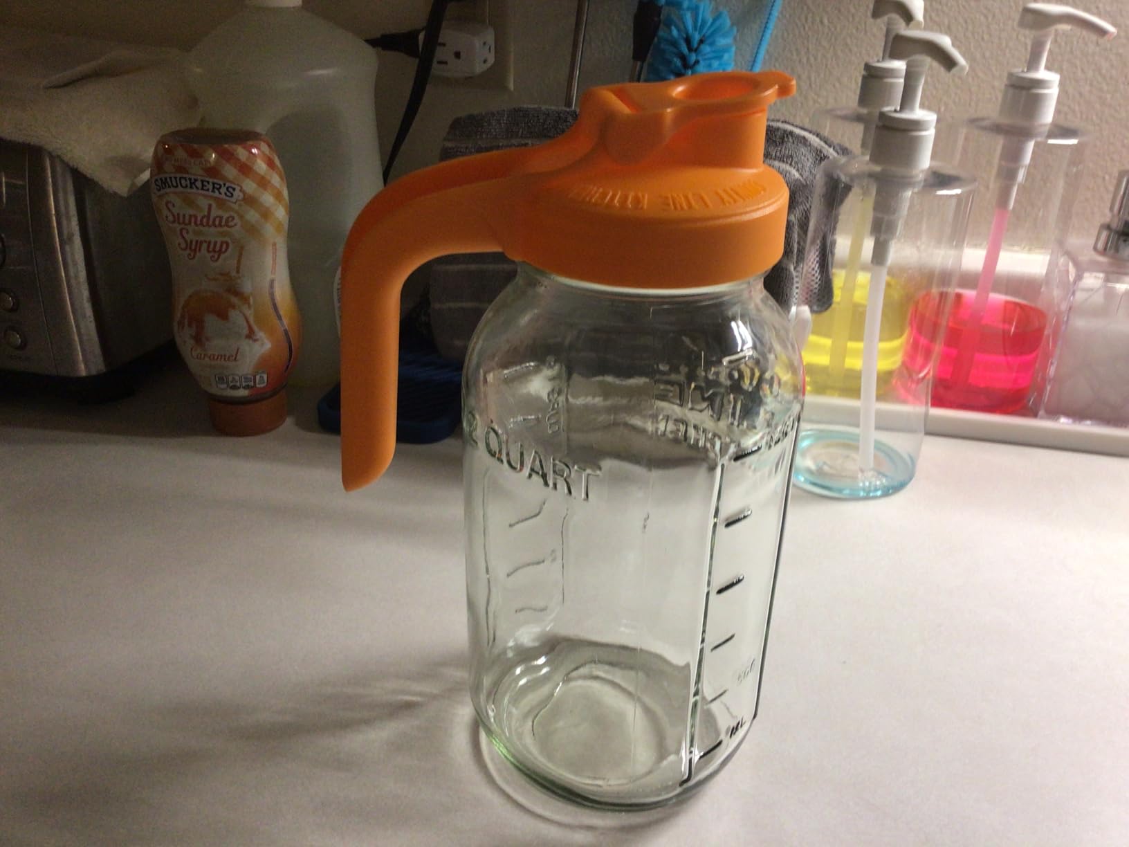 County Line Kitchen Glass Mason Jar Pitcher with Lid - Wide Mouth, 2 Quart (64 oz) - Heavy Duty, Leak Proof - Sun & Iced Tea Pitcher, Cold Brew Coffee, Breast Milk Storage, Water - Gray - Customer Photo 4