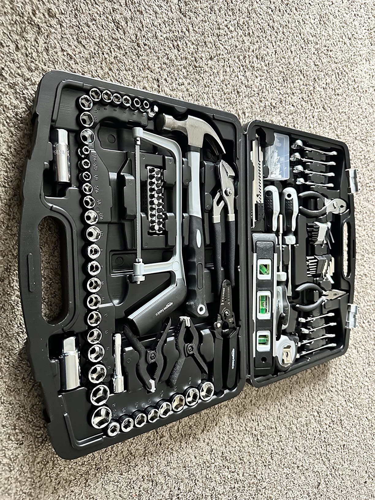 Amazon Basics 65-Piece General Household Home Repair and Mechanic's Hand Tool Kit Set, Black - Customer Photo 2