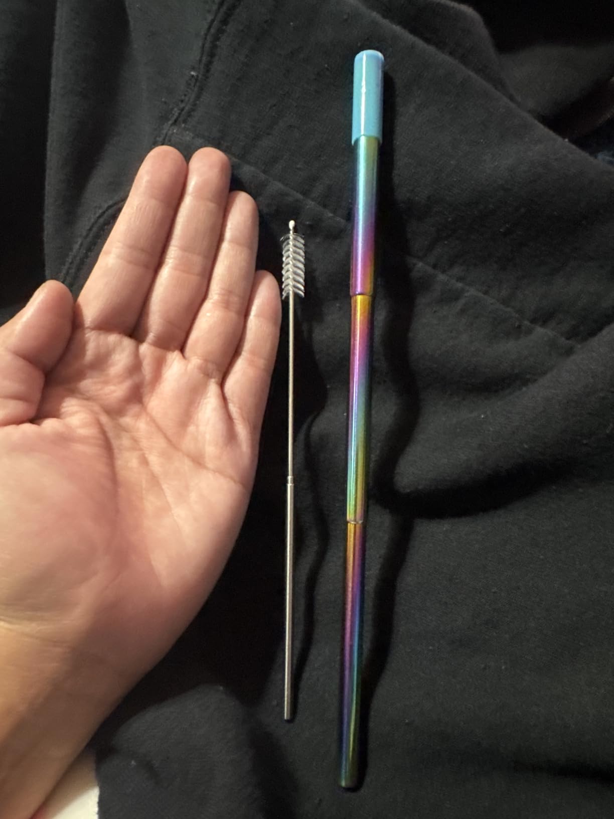 Kynup Reusable Metal Straws (4Packs), Collapsible Travel Drinking Straws with Cases, Cruise Ship Essentials, Cruise Must Haves with Silicone for Gifts (Blue-Black-Rose Gold-Silver) - Customer Photo 2