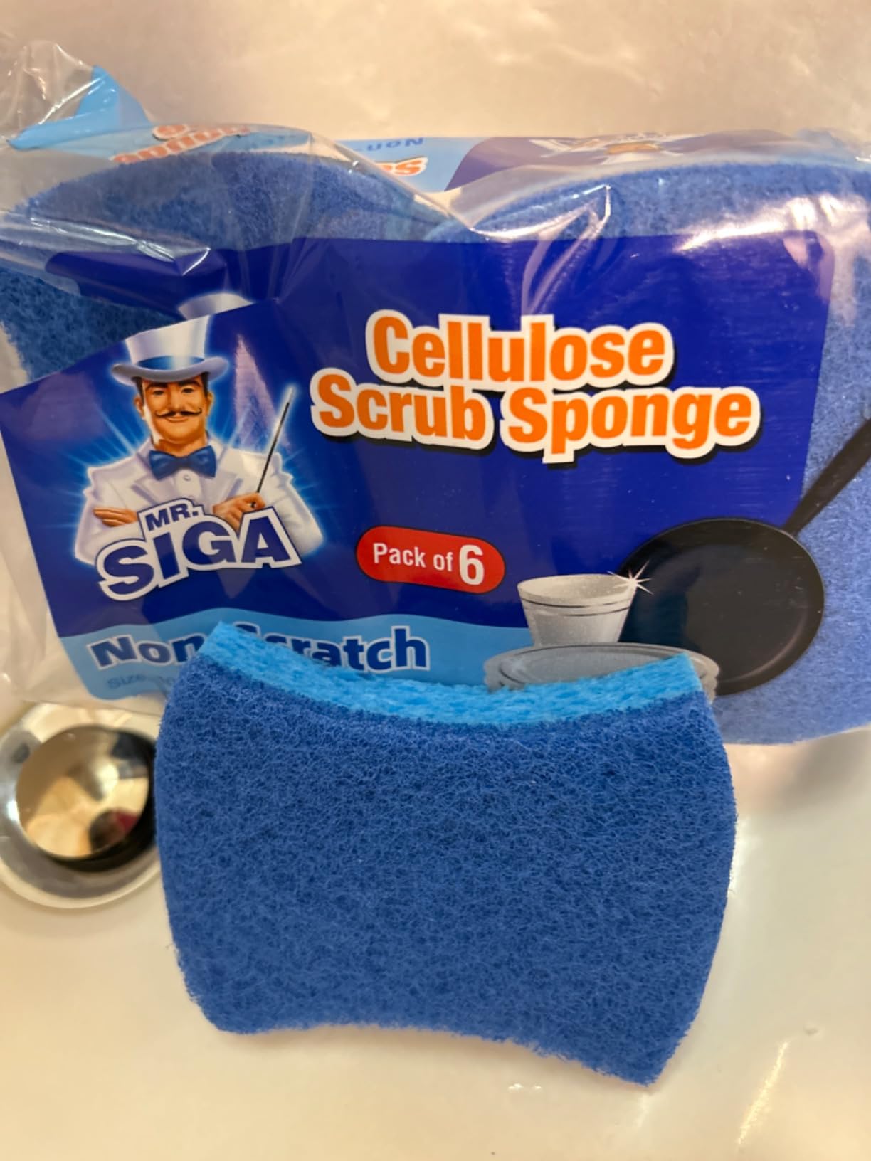 MR.SIGA Non-Scratch Cellulose Scrub Sponge, Dual-Sided Dishwashing Sponge for Kitchen, 12 Pack - Customer Photo 1