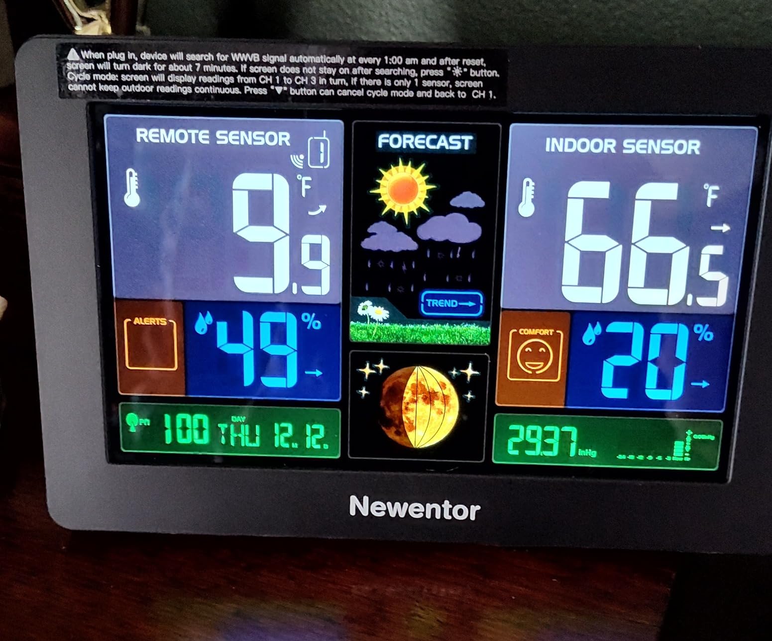 Newentor Weather Station Wireless Indoor Outdoor Thermometer, Black,1Sensor customer photo 1