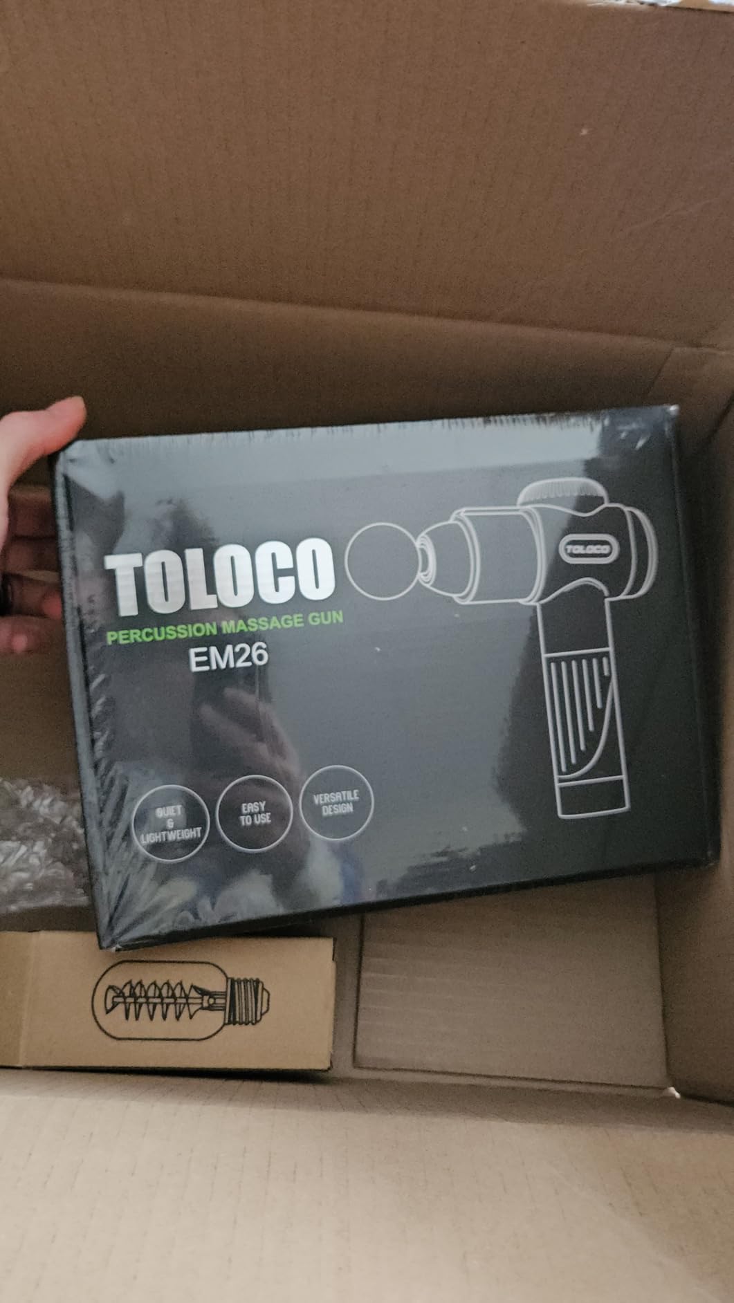 TOLOCO Massage Gun, Deep Tissue Back Massage for Athletes for Pain Relief, Percussion Massager with 10 Massages Heads & Silent Brushless Motor, Fathers Day Dad Gifts, Black customer photo 1