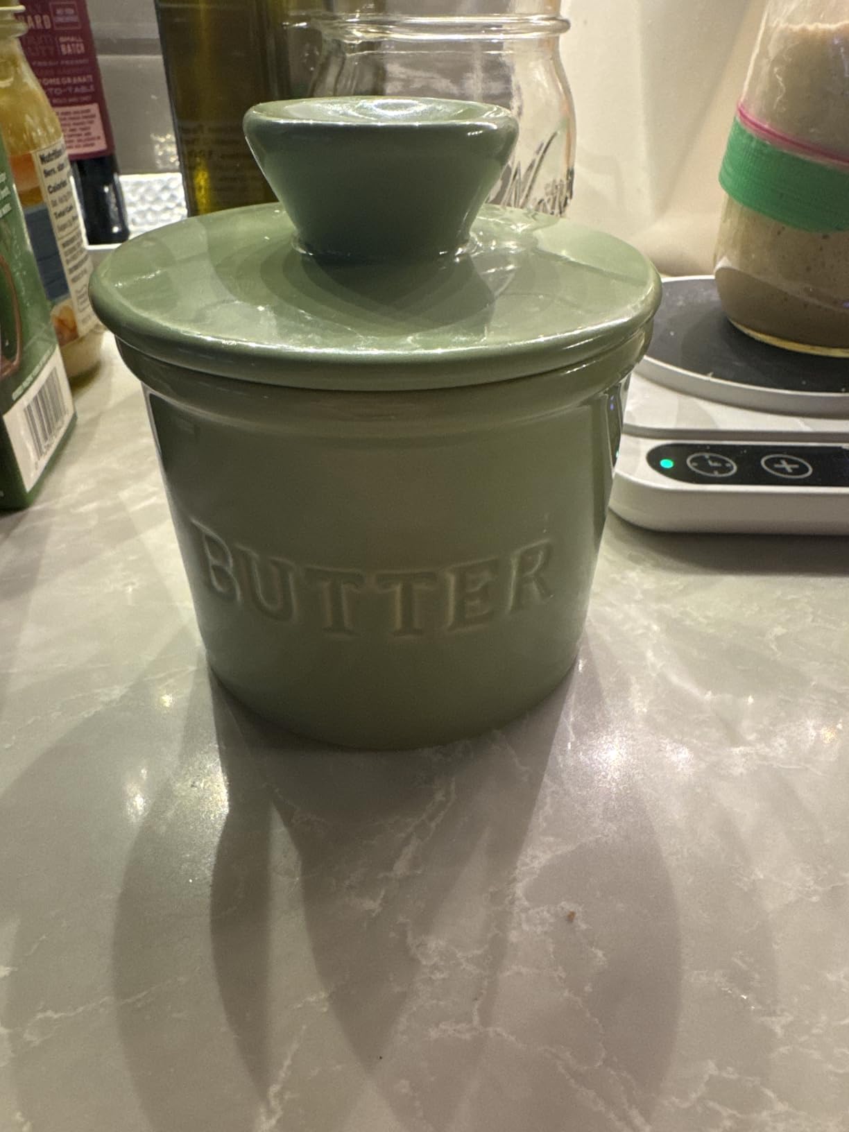 Priority Chef Butter Crock with Lid with Water Line, Ceramic French Butter Dish to Leave On Counter, White Customer Review Priority Chef Butter Crock with Lid with Water Line, Ceramic French Butter Dish to Leave On Counter, White - Customer Photo 2