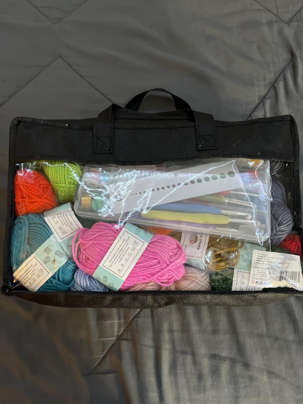 INSCRAFT 113 Piece Crochet Kit with Yarn Set– 1600 Yards Assorted Yarn for Knitting and Crochet, 73PCS Crochet Accessories Set Including Ergonomic Hooks, Knitting Needles & More Ideal Beginner Kit Customer Review INSCRAFT 113 Piece Crochet Kit with Yarn Set– 1600 Yards Assorted Yarn for Knitting and Crochet, 73PCS Crochet Accessories Set Including Ergonomic Hooks, Knitting Needles & More Ideal Beginner Kit - Customer Photo 1