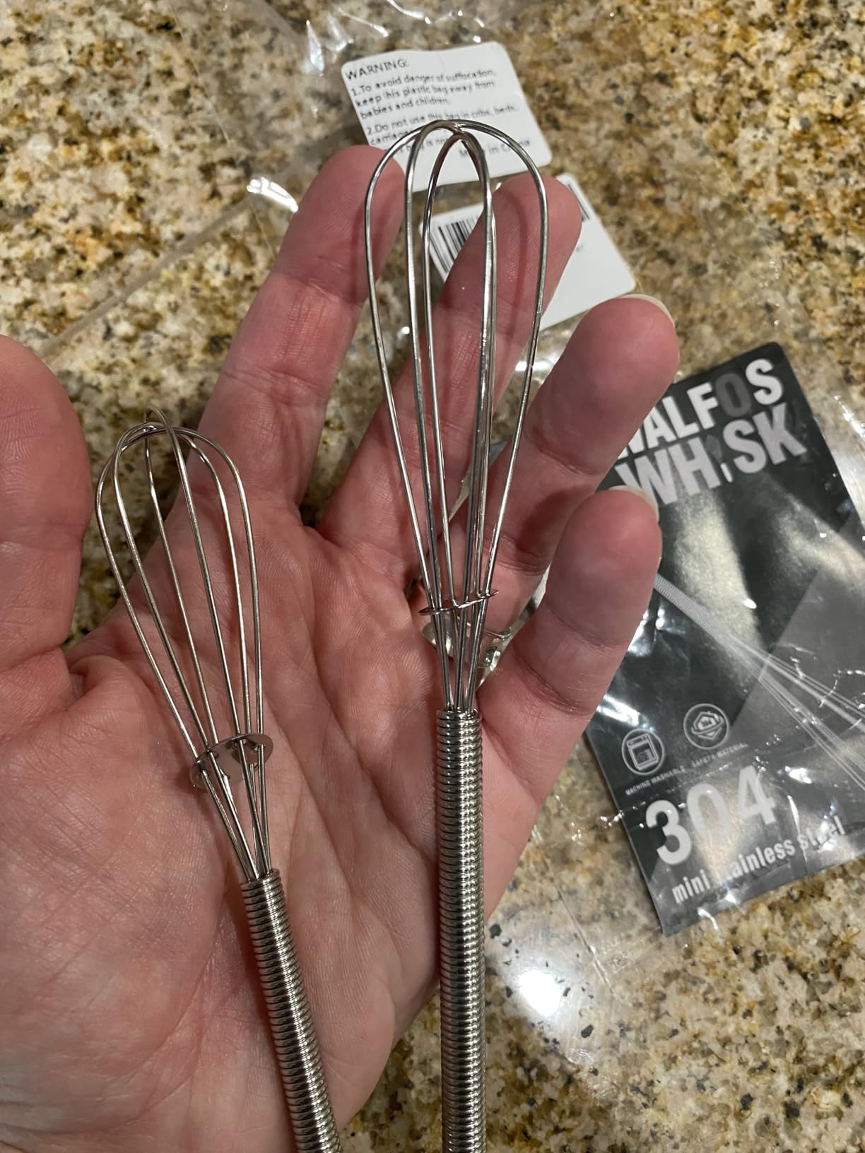 Walfos Silicone Whisk,Stainless Steel Wire Whisk Set of 3 -Heat Resistant 480°F Kitchen Whisks for Non-stick Cookware,Balloon Egg Beater Perfect for Blending,Whisking,Beating,Frothing & Stirring,Black - Customer Photo 1