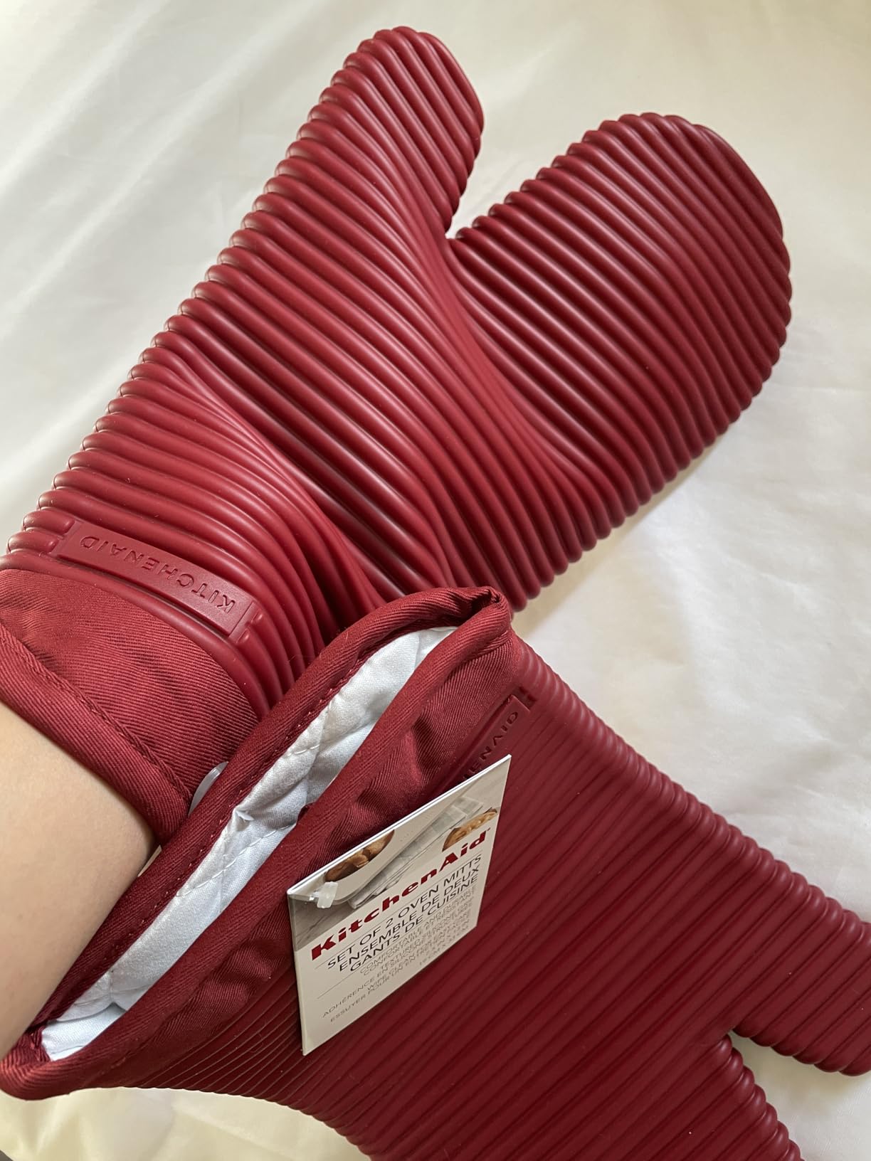 KITCHENAID Ribbed Soft Silicone Oven Mitt 2-Pack Set, 7.5 KITCHENAID Ribbed Soft Silicone Oven Mitt 2-Pack Set, 7.5