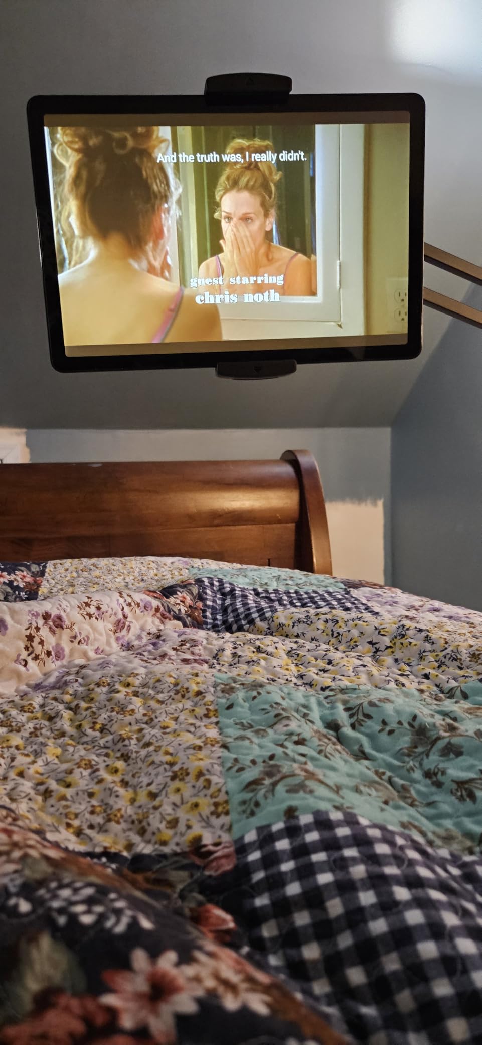 Tablet Floor Stand with 5LB Metal Base, Overhead Bed Phone Stand Angle Height Adjustable Holder, Universal Floor Stand Compatible with iPhone iPad Pro Air Mini, Samsung Tab, Kindle, E-Readers - Customer Photo 2