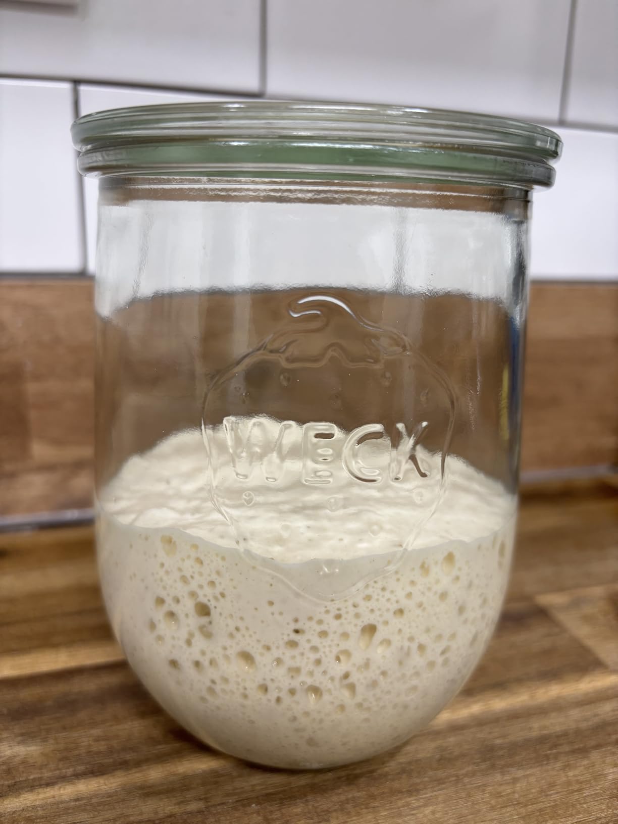 WECK Tulip Jar - Sour Dough Starter Jars for Sourdough - 1 x WECK 745 Large Clear Jar with Wide Mouth - 1 Liter Includes Glass Lid, rubber seal and steel clips Customer Review WECK Tulip Jar - Sour Dough Starter Jars for Sourdough - 1 x WECK 745 Large Clear Jar with Wide Mouth - 1 Liter Includes Glass Lid, rubber seal and steel clips - Customer Photo 1