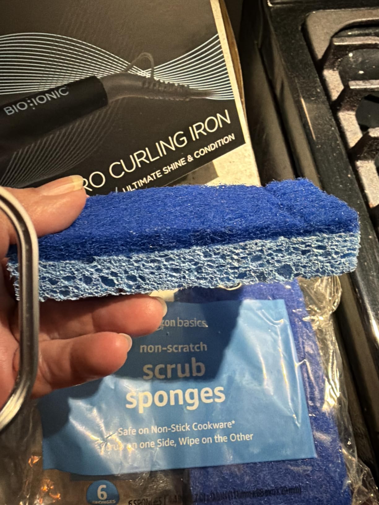 Amazon Basics Heavy Duty Scrub Sponges, Dual-Sided Design, Yellow/Green, 6-Pack - Customer Photo 2