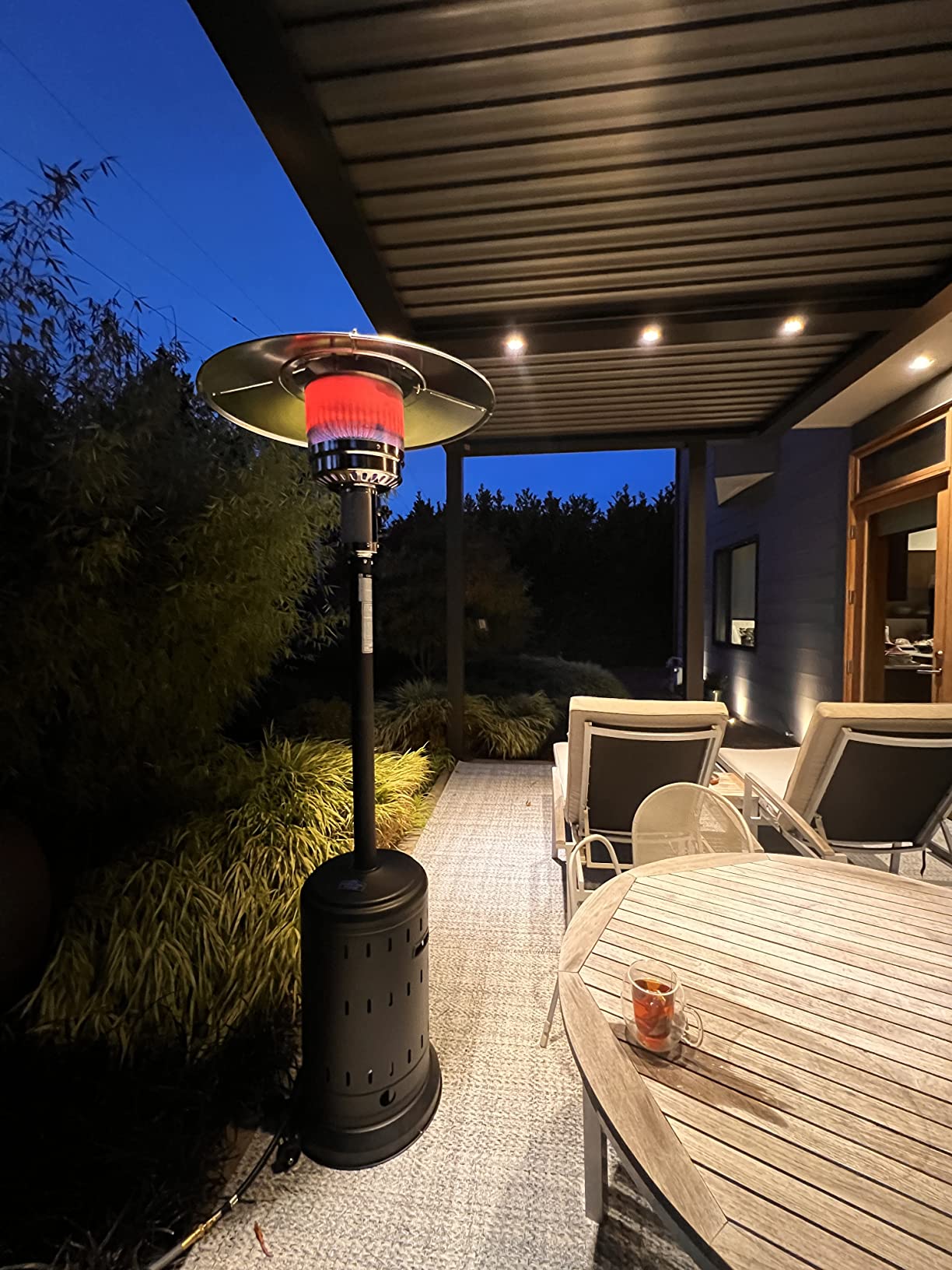 Outdoor Natural Gas Patio Heater, 45,000 BTU, XL-Series, Anti-Tilt Safety Shut-Off, Portable Heater, Includes Drink Table & Wheels, Residential & Commercial Matte Mocha 89 Outdoor Natural Gas Patio Heater, 45,000 BTU, XL-Series, Anti-Tilt Safety Shut-Off, Portable Heater, Includes Drink Table & Wheels, Residential & Commercial Matte Mocha 89