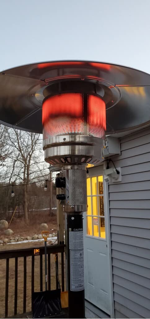 Outdoor Natural Gas Patio Heater, 45,000 BTU, XL-Series, Anti-Tilt Safety Shut-Off, Portable Heater, Includes Drink Table & Wheels, Residential & Commercial Matte Mocha 89 Outdoor Natural Gas Patio Heater, 45,000 BTU, XL-Series, Anti-Tilt Safety Shut-Off, Portable Heater, Includes Drink Table & Wheels, Residential & Commercial Matte Mocha 89