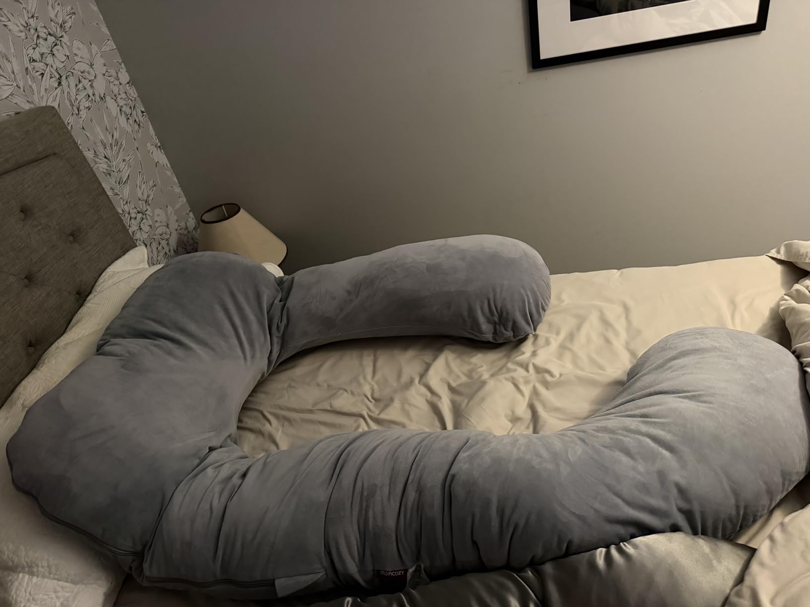 Momcozy Pregnancy Pillows for Sleeping, U Shaped Full Body Maternity Pillow with Removable Cover - Support for Back, Legs, Belly, HIPS for Pregnant Women, 57 Inch Pregnancy Pillow for Women, Grey - Customer Photo 2