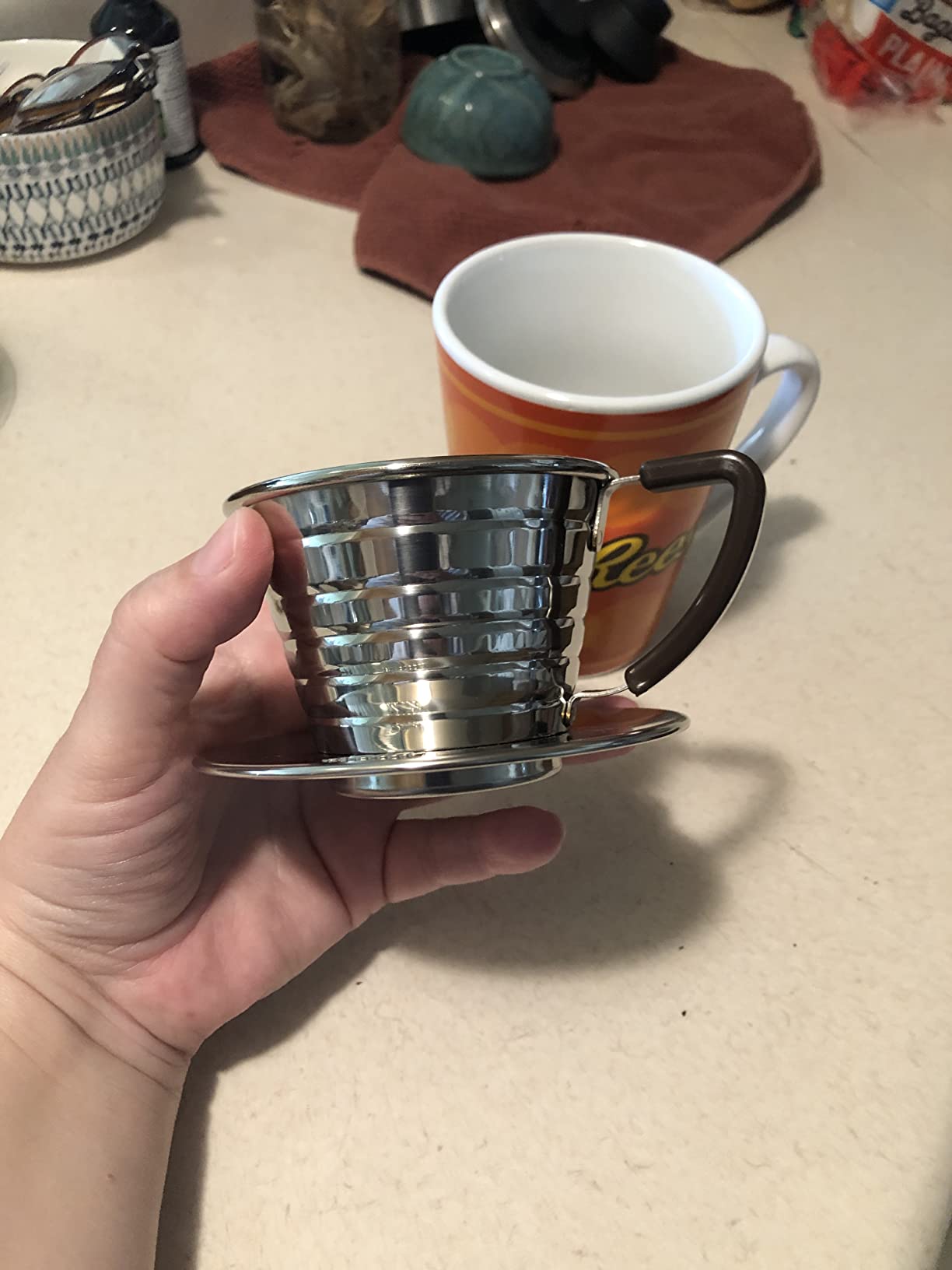 Carita Kalita Stainless Steel Coffee Dripper Wave Series - 2-4 People, 185S, Made in Japan, For 2-4 Cups - Customer Photo 2