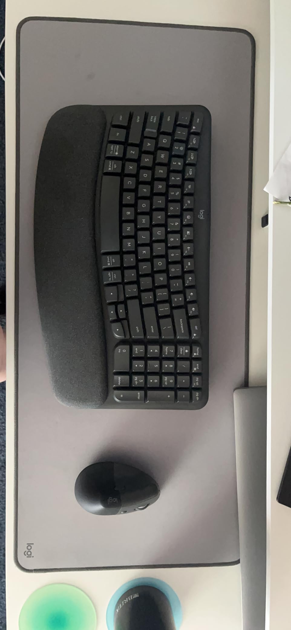 Logitech Desk Mat - Studio Series, Multifunctional Large Desk Pad, Extended Mouse Mat, Office Desk Protector with Anti-Slip Base, Spill-Resistant Durable Design, in Mid-Grey - Customer Photo 1